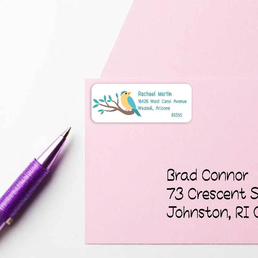 Blue & Yellow Birds Return Address Label