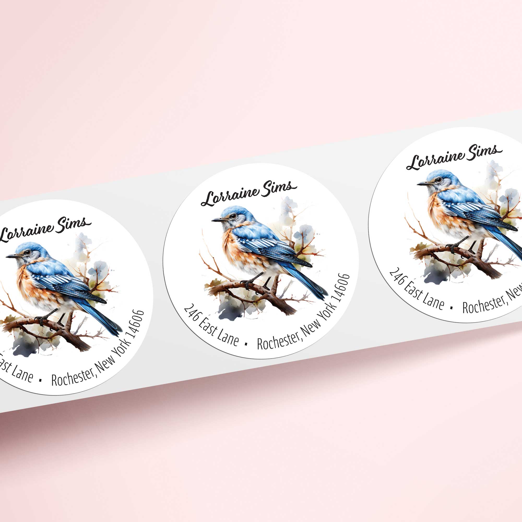 Bluebird Return Address Circle Labels