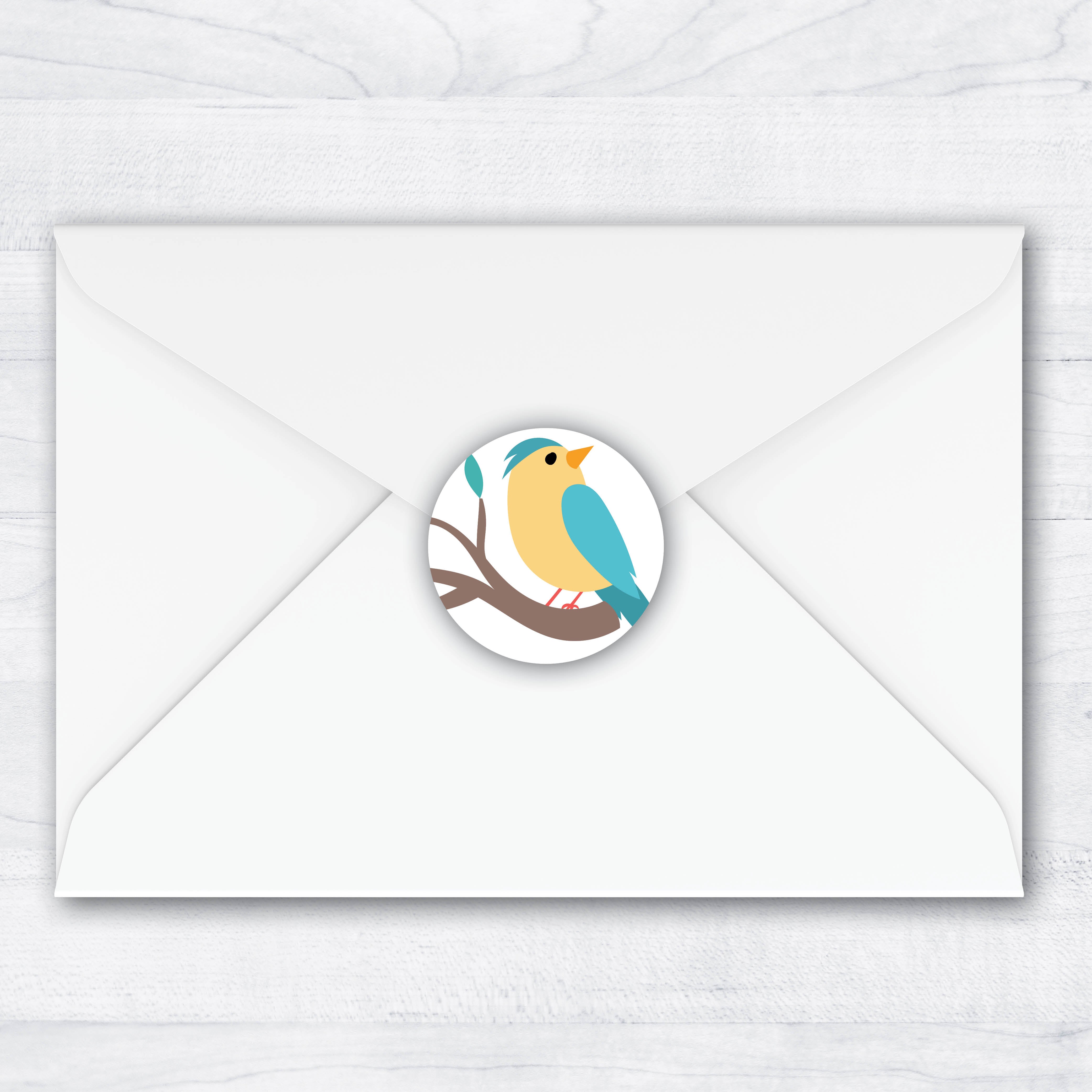 Blue & Yellow Bird Envelope Seals