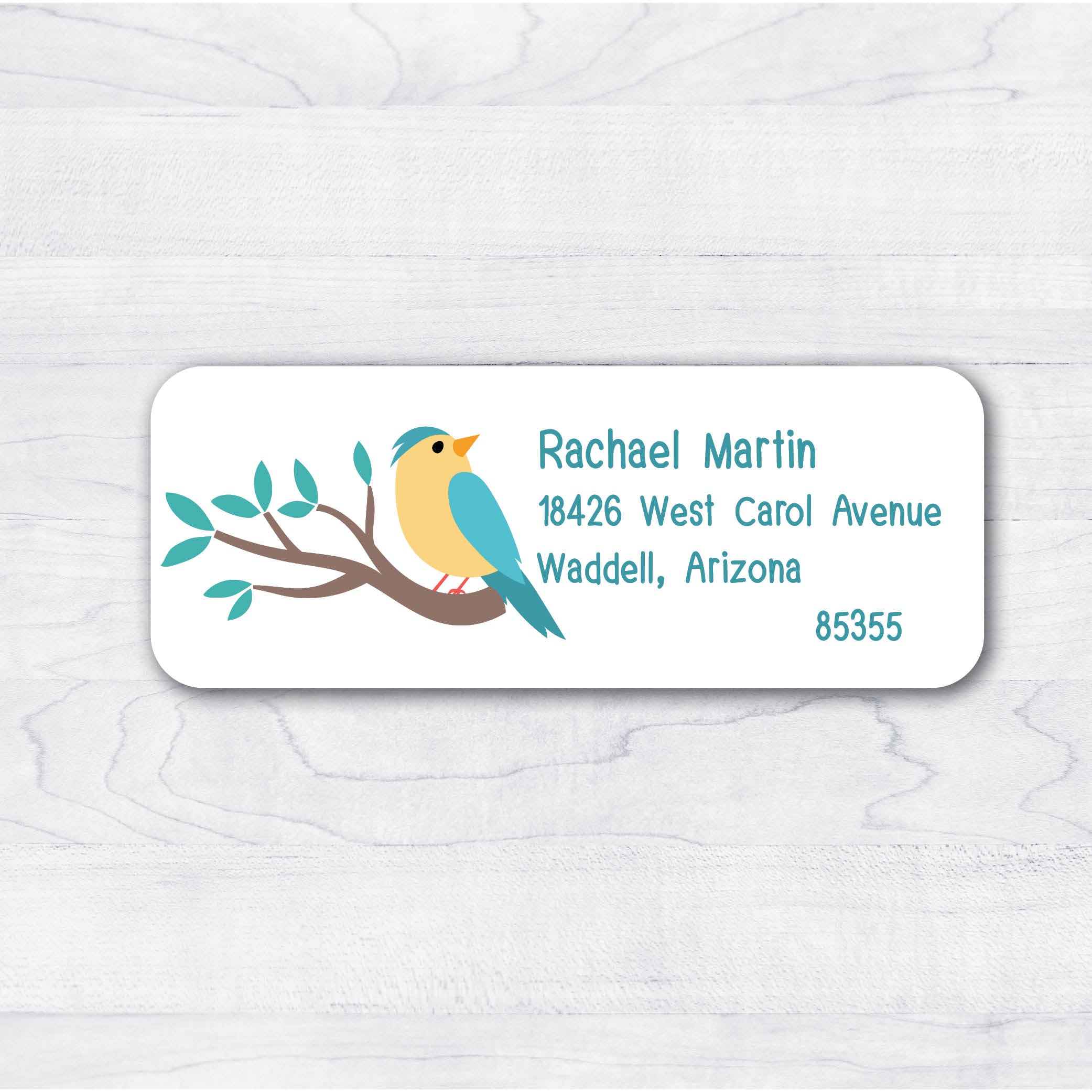 Blue & Yellow Birds Return Address Label