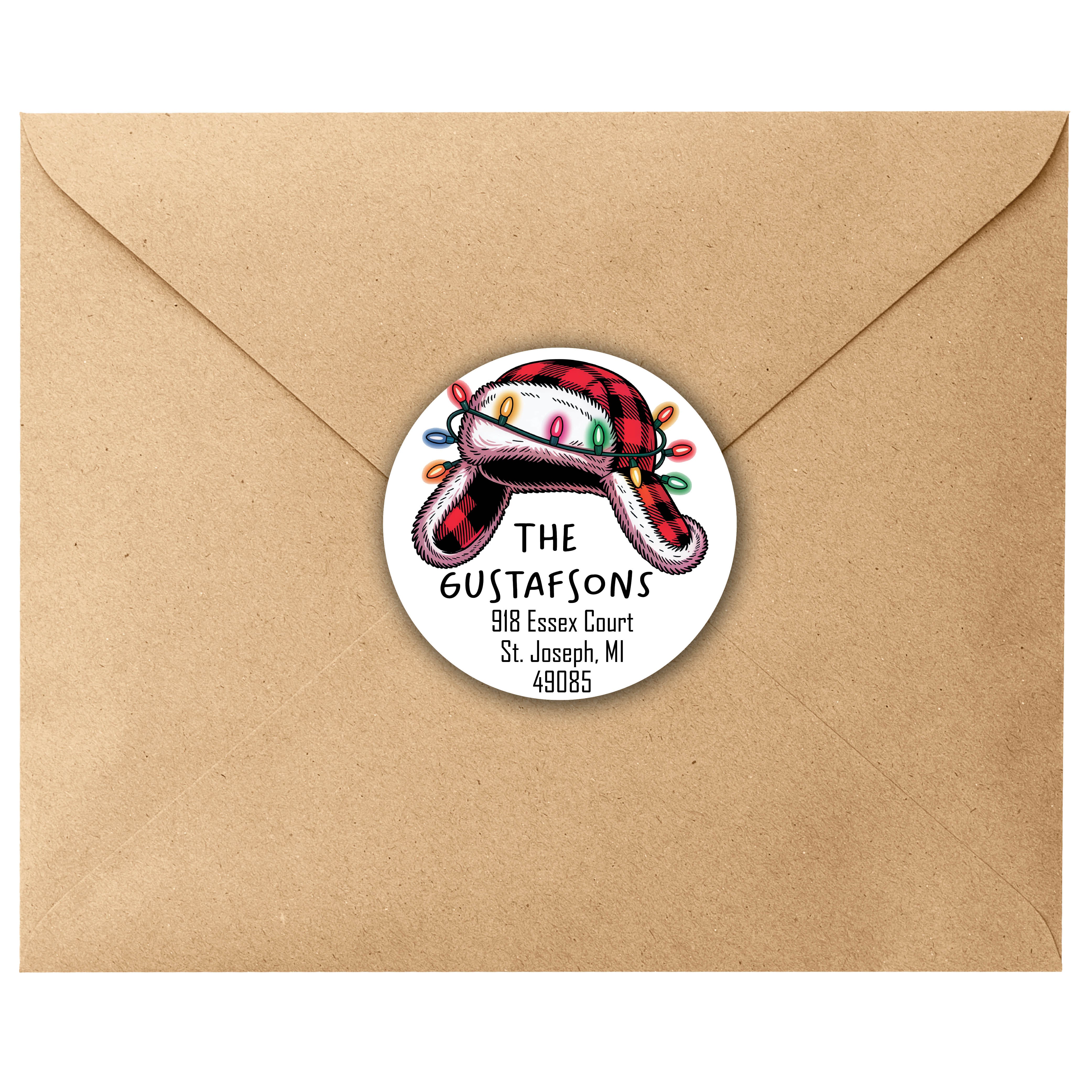 Bomber Hat Round Return Address Labels