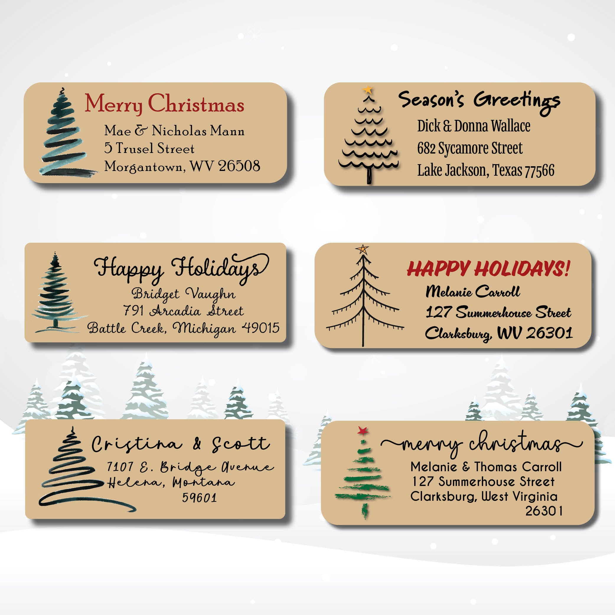 Brown Kraft Christmas Return Address Labels