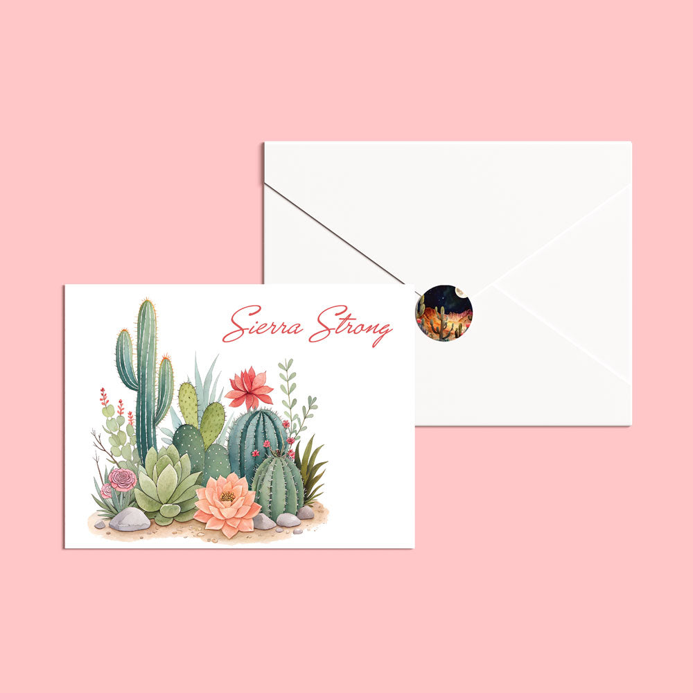 Cacti Personal Southwest Notecards with Envelope Seals