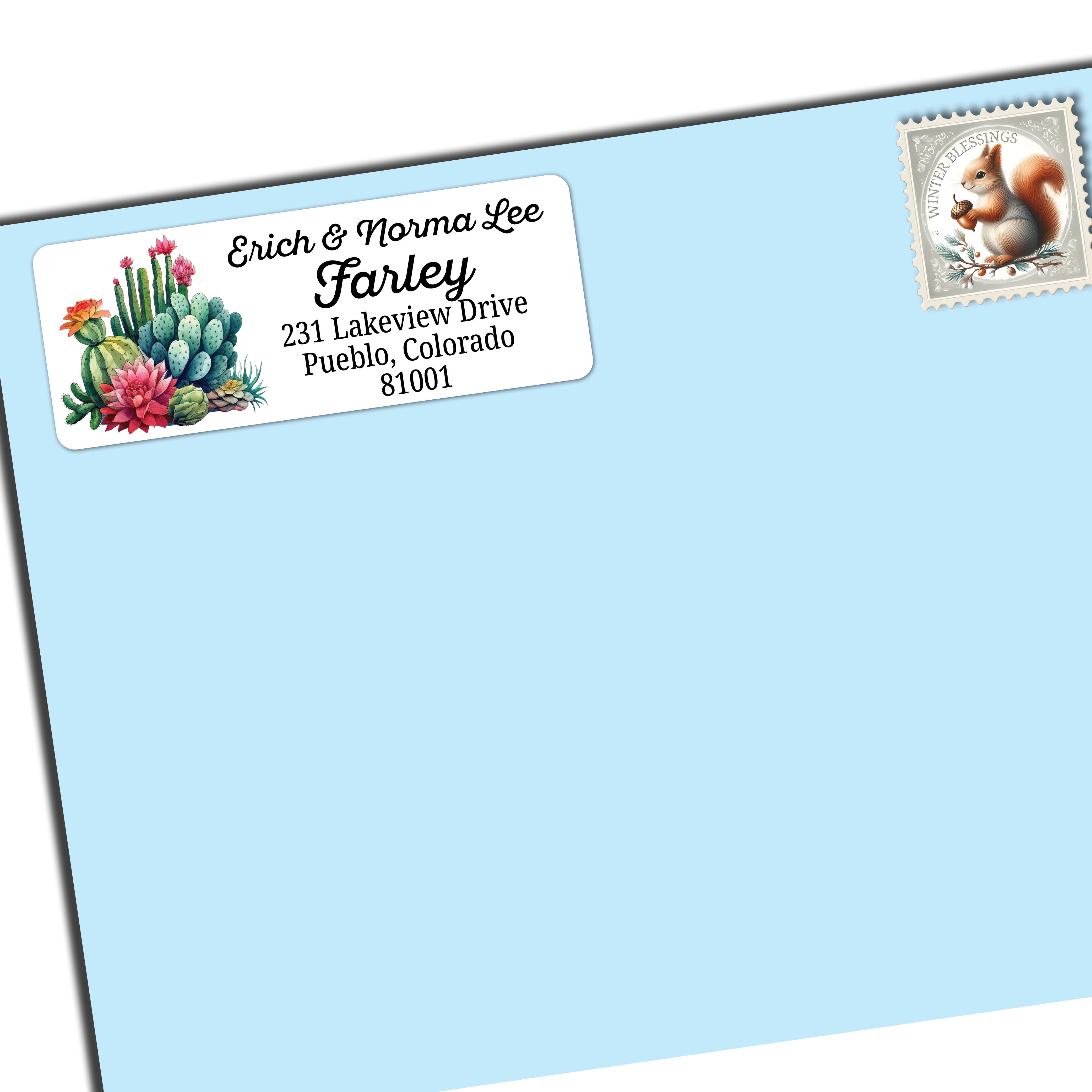Cactus Flower Return Address Labels