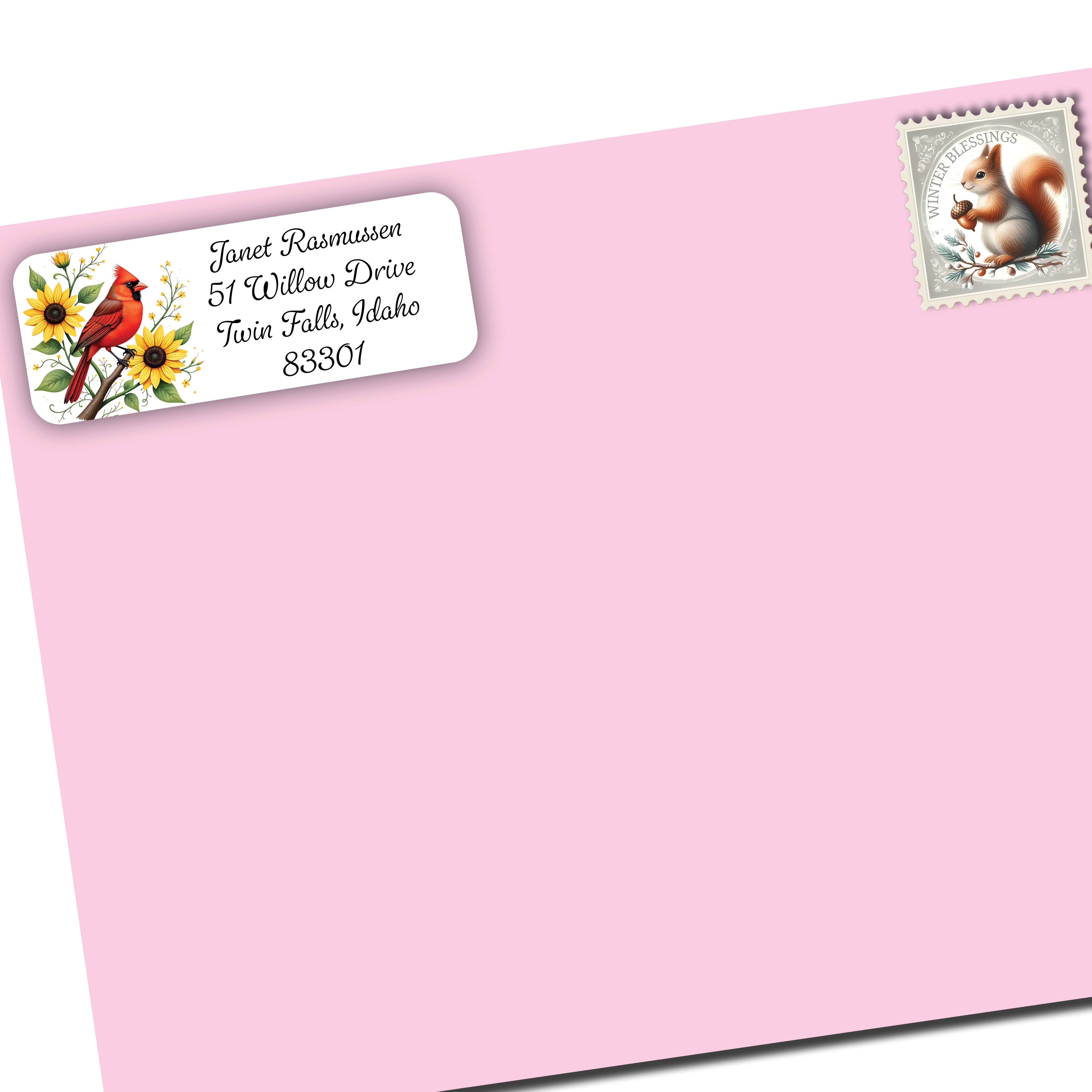Cardinal with Sunflowers Return Address Label