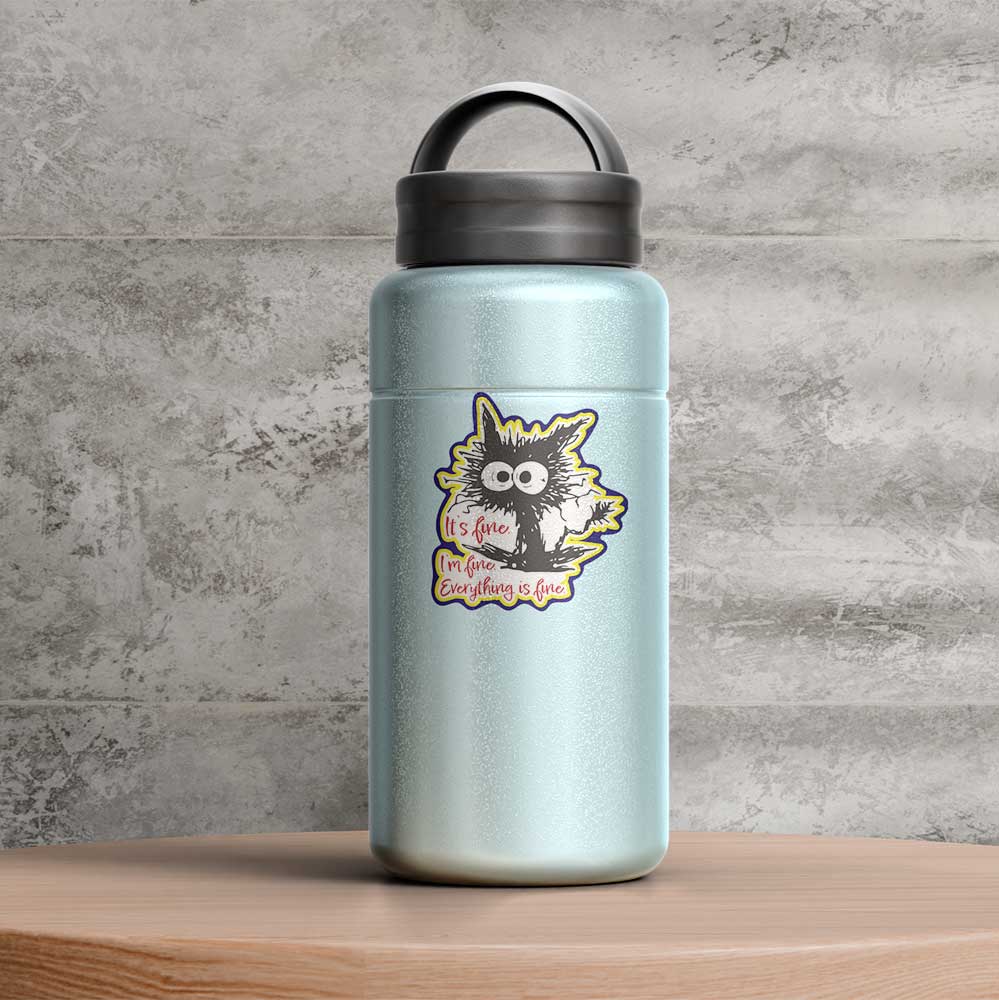 Electrified Cat "I'm Fine" Sticker Vinyl Decal Funny