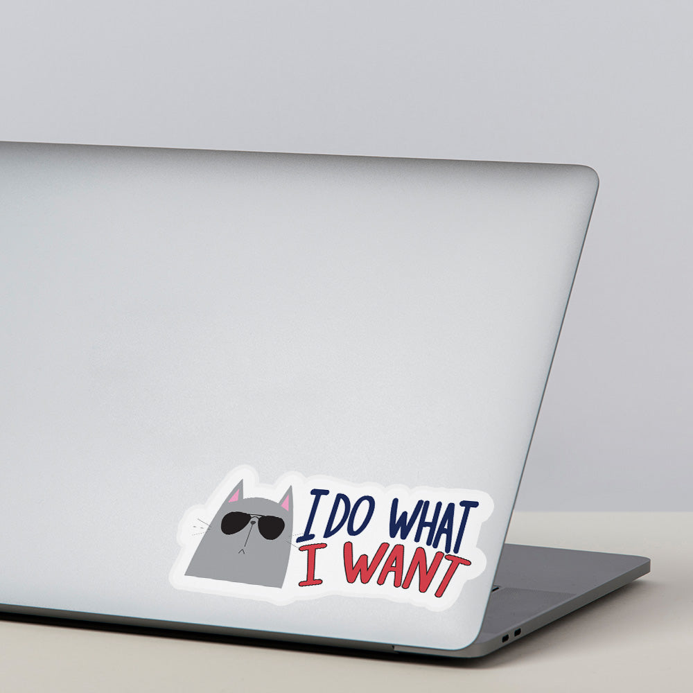 "I Do What I Want" Vinyl Sticker on a Laptop