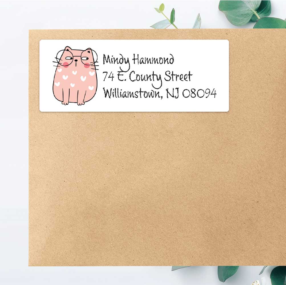 Cat with Glasses Return Address Labels