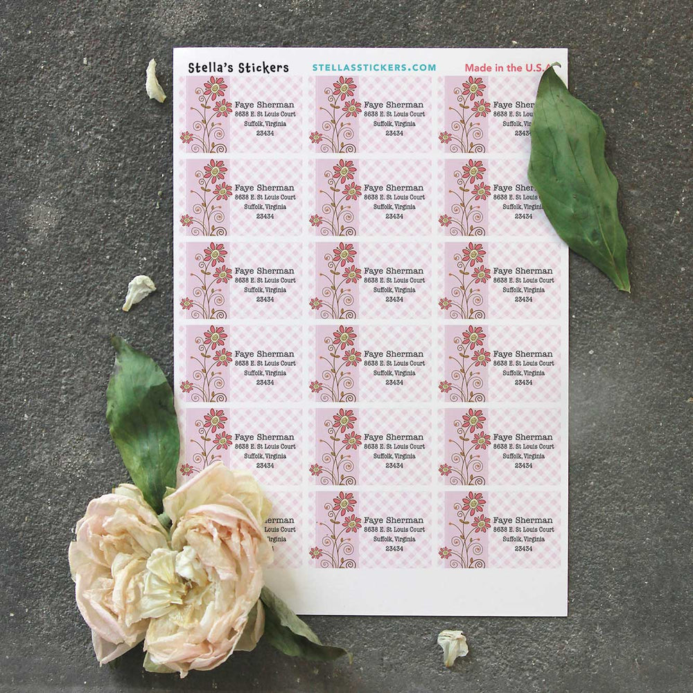 Pink Checkerboard Return Address Labels