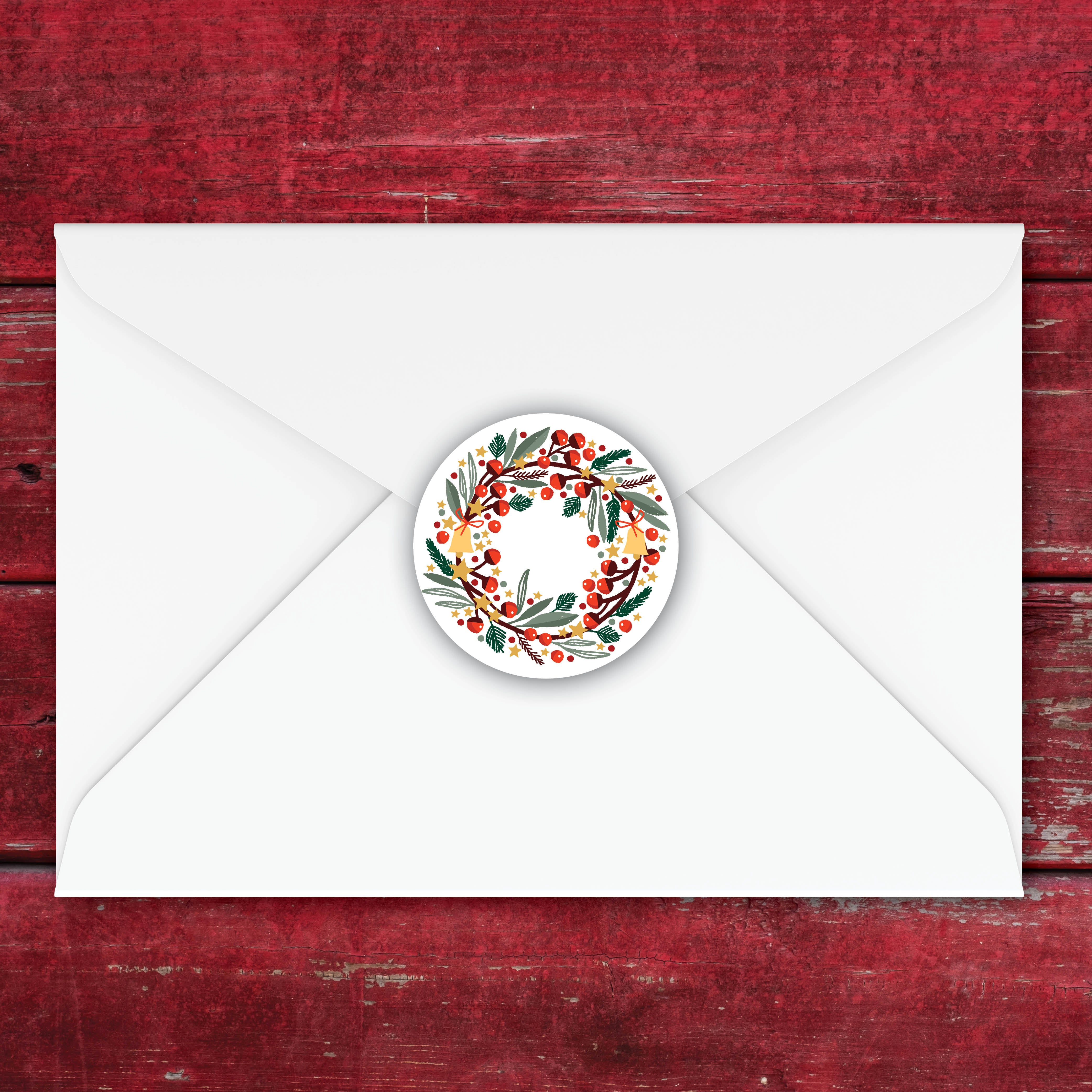 Festive Wreath Christmas Envelope Seals