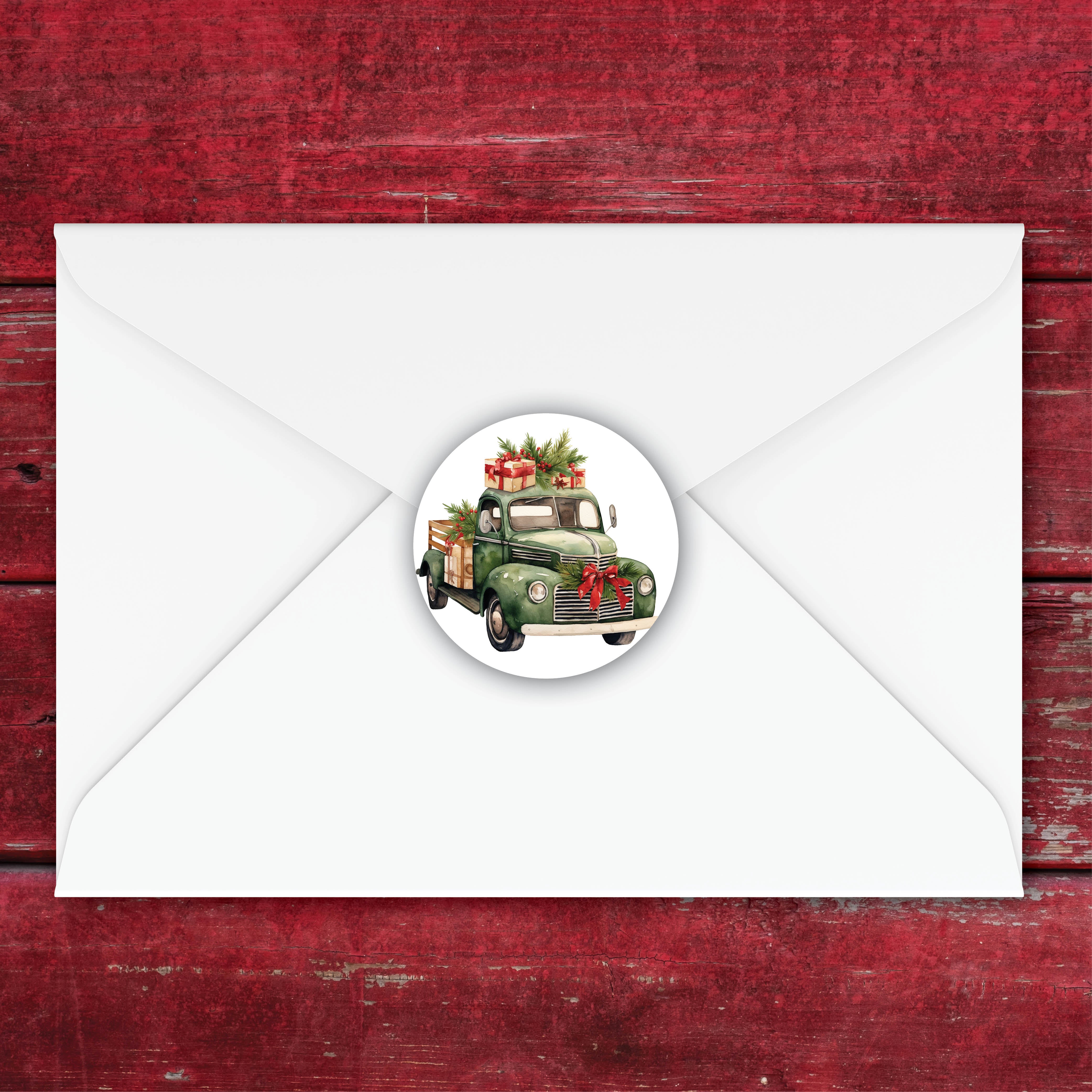 Antique Truck Christmas Envelope Seals