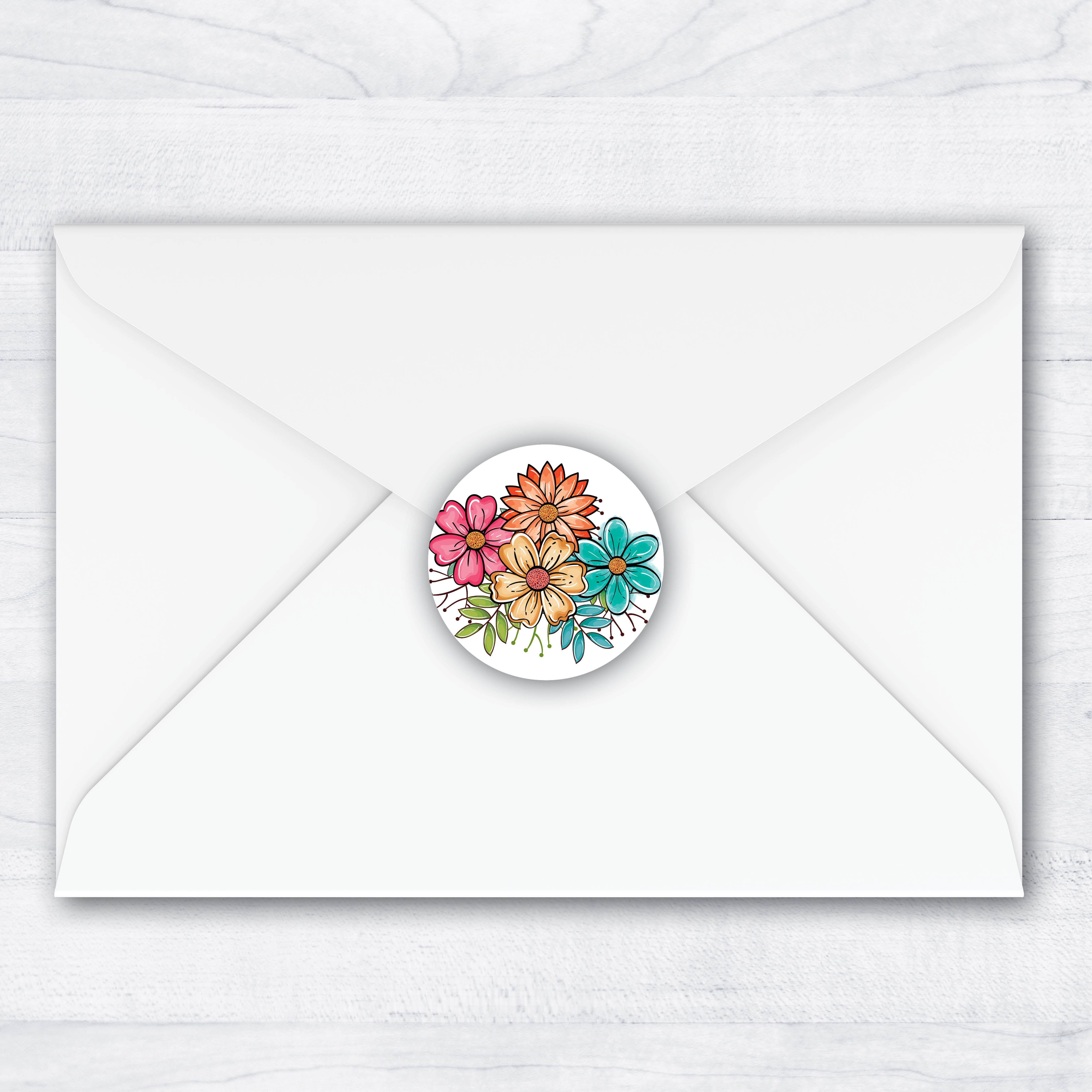 Colorful Flowers Envelope Seals