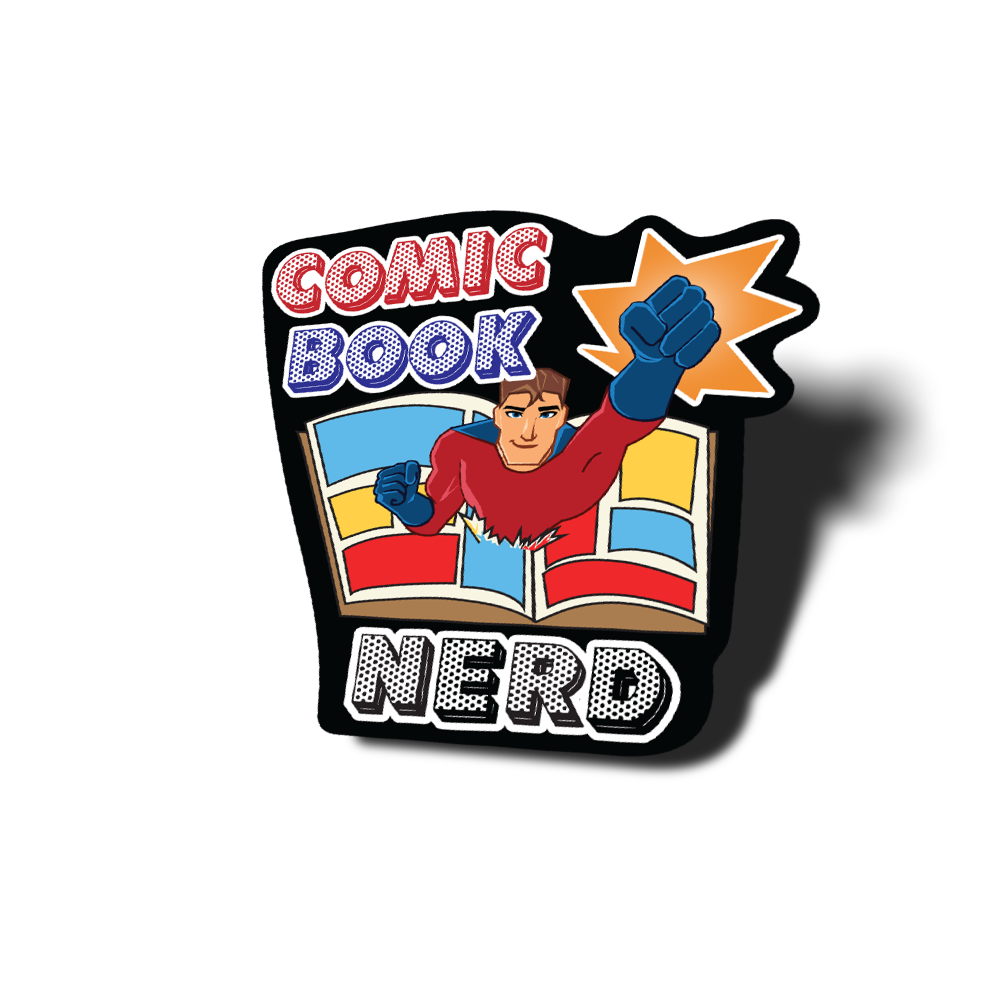 Comic Book Nerd Weatherproof Sticker Vinyl Decal