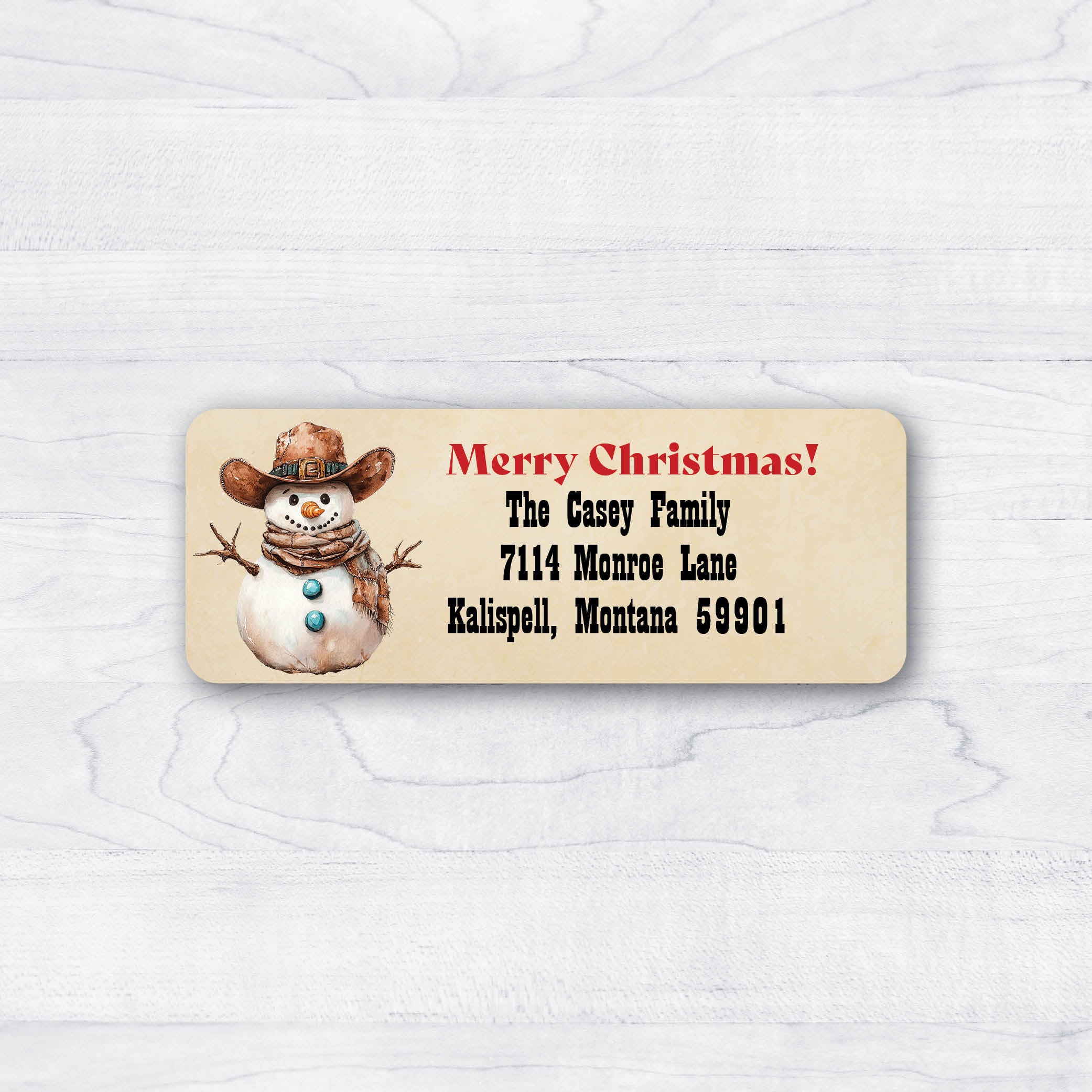 A western cowboy snowman  christmas return address labels 