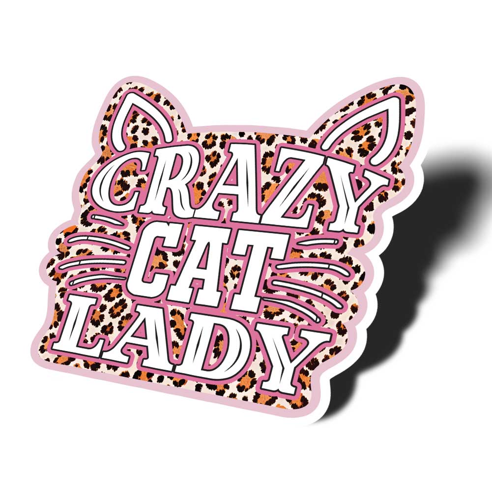 Crazy Cat Lady Vinyl Sticker, Weatherproof, Waterproof for Laptop, Water bottle, car