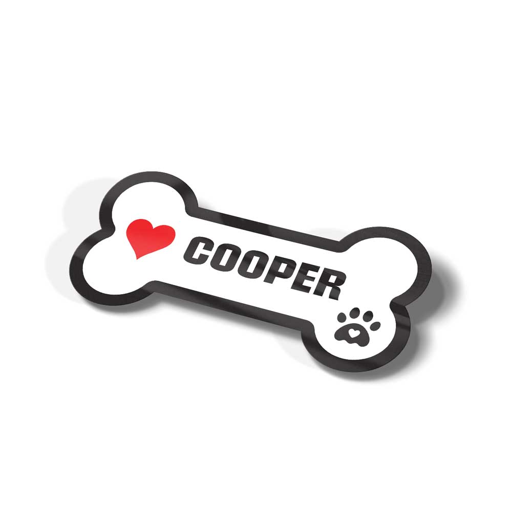 Custom dog sticker in the shape of a dog bone