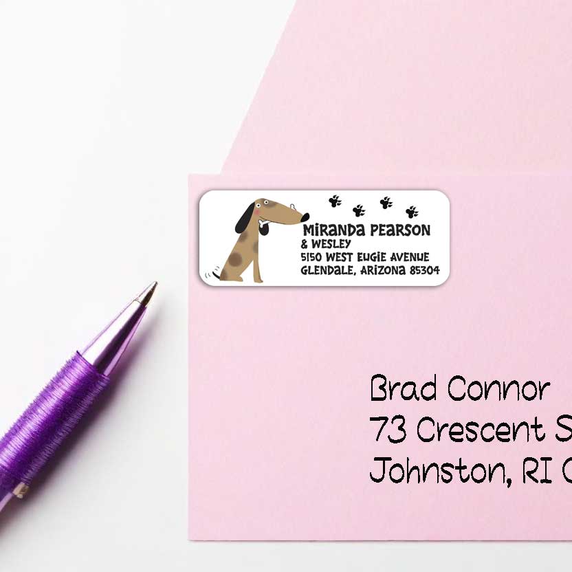 Dachshund Caricature Return Address Labels with Pawprints