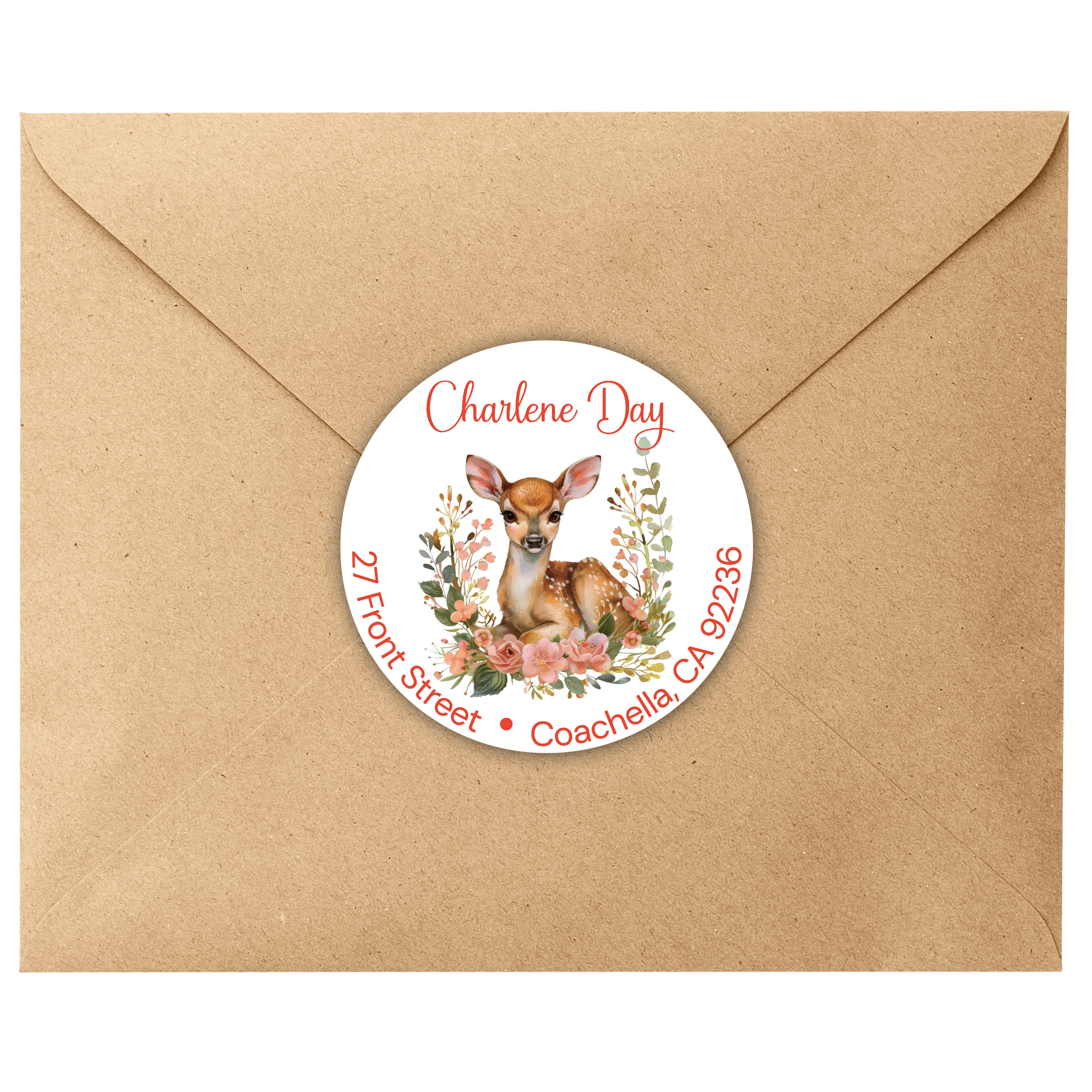 Woodland Deer Round Return Address Labels