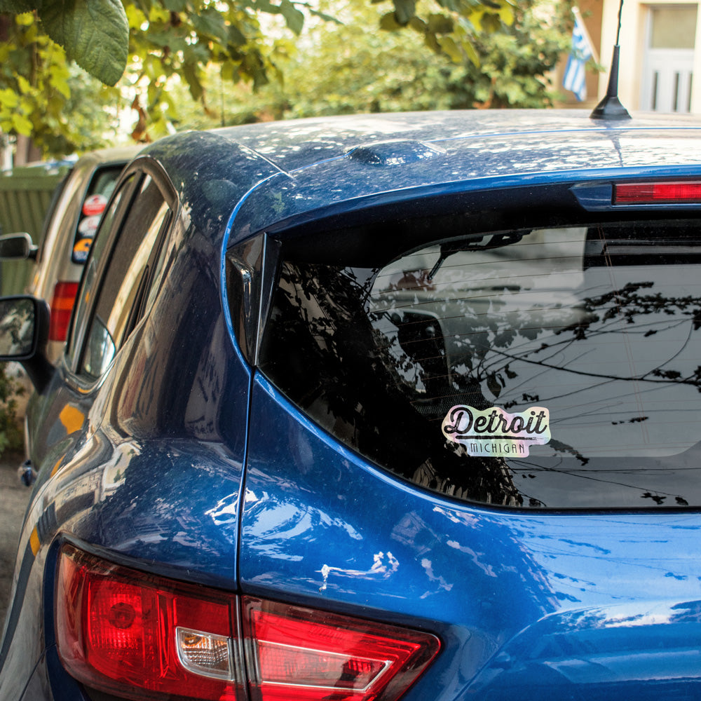 Detroit Michigan Holographic Vinyl Die Cut Sticker