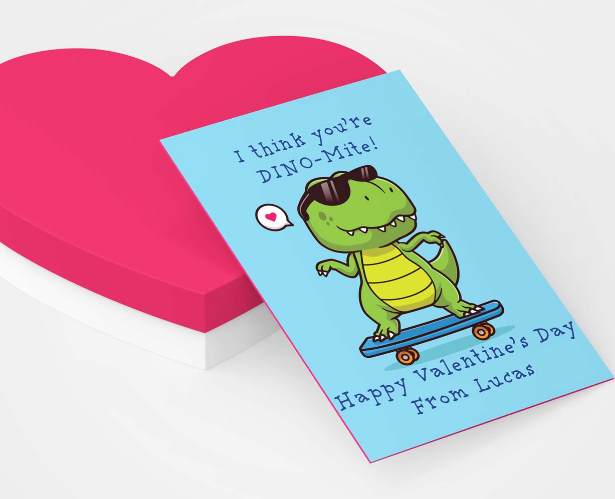 Dinosaur Valentine with Stickers