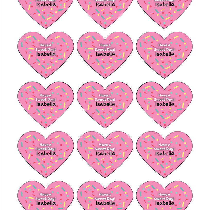 Donut Valentine with Matching Heart Stickers-Stella's Stickers