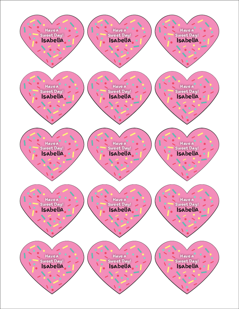 Donut Valentine with Matching Heart Stickers-Stella's Stickers