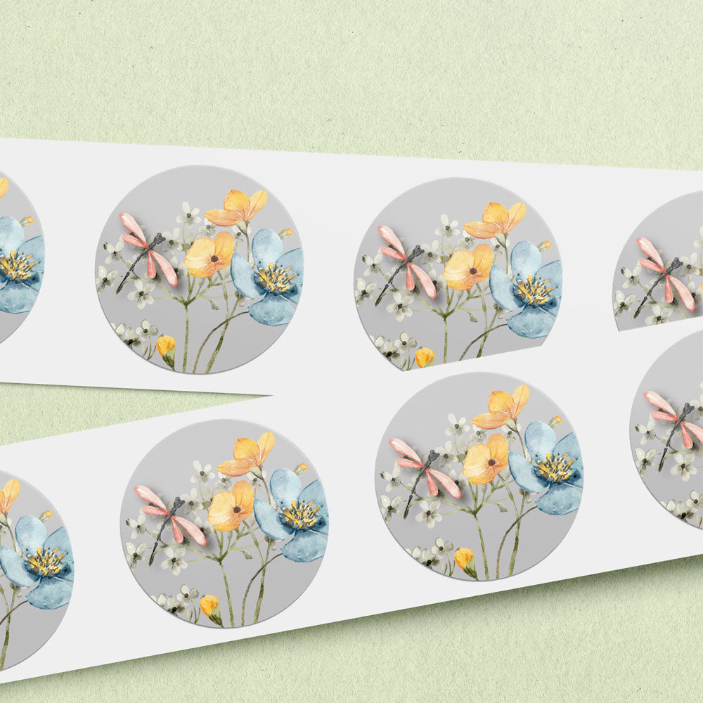 Dragonfly Flower Envelope Seals
