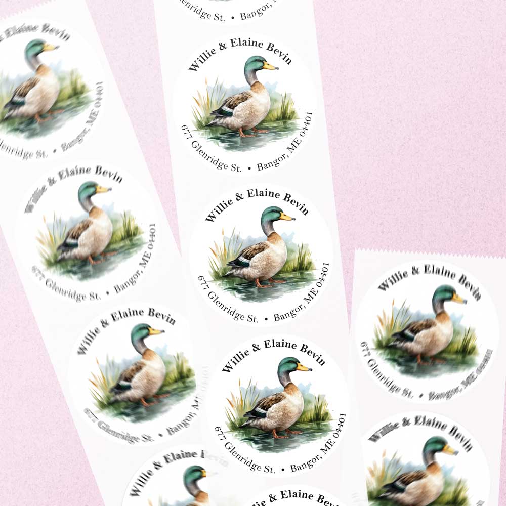 Mallard Duck Return Address Circle Labels