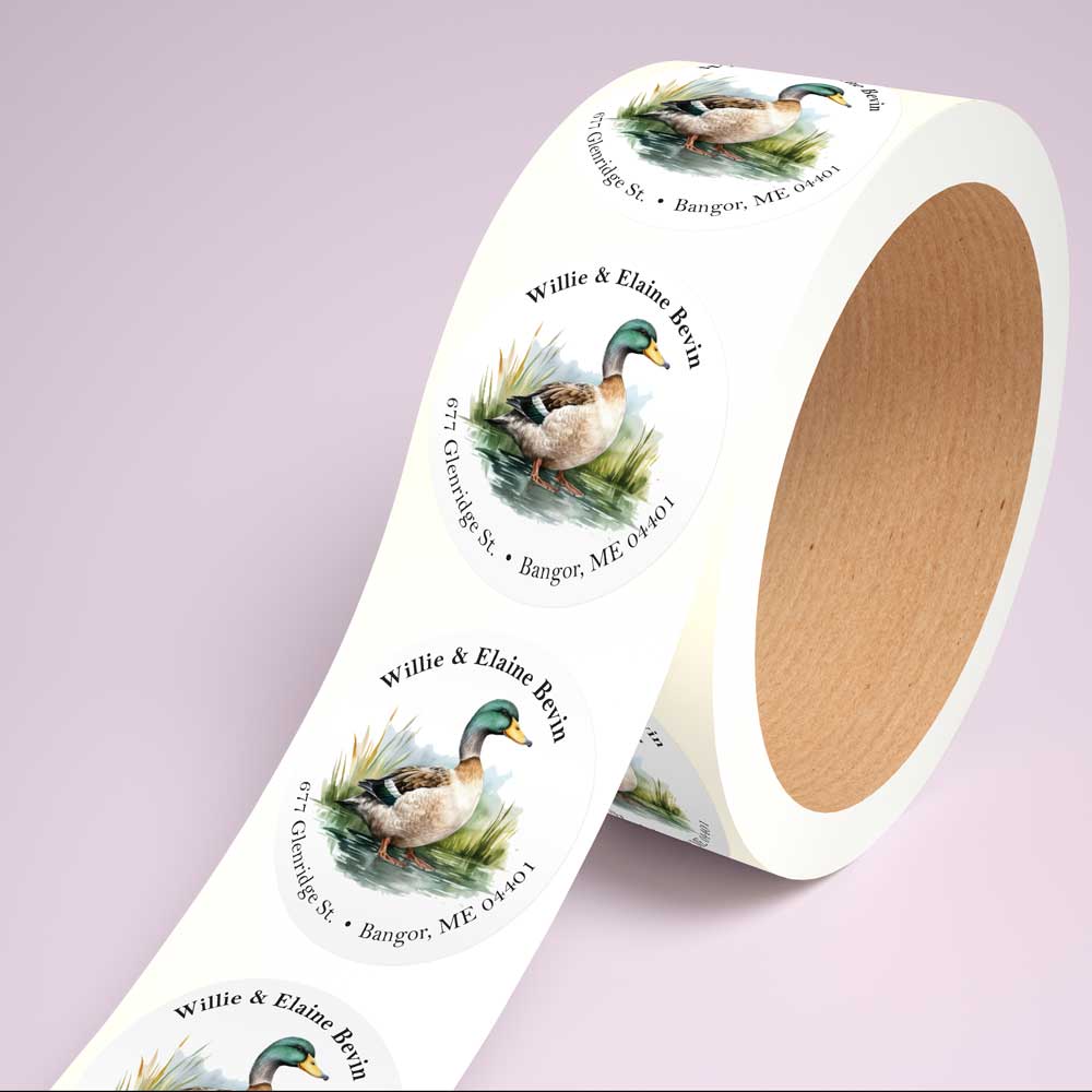 Mallard Duck Return Address Circle Labels