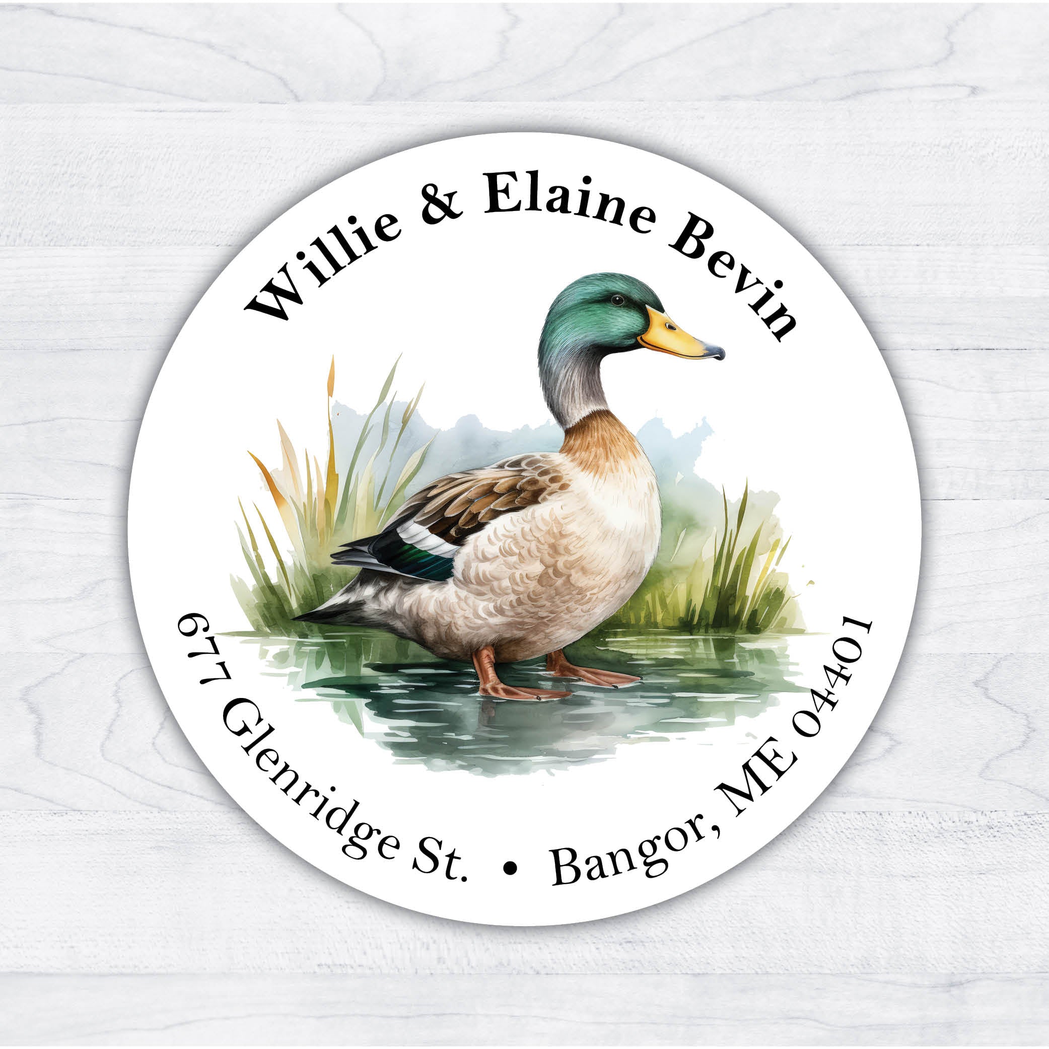 Mallard Duck Return Address Circle Labels