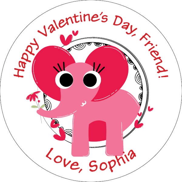 Elephant Valentine with Stickers- Stella's Stickers