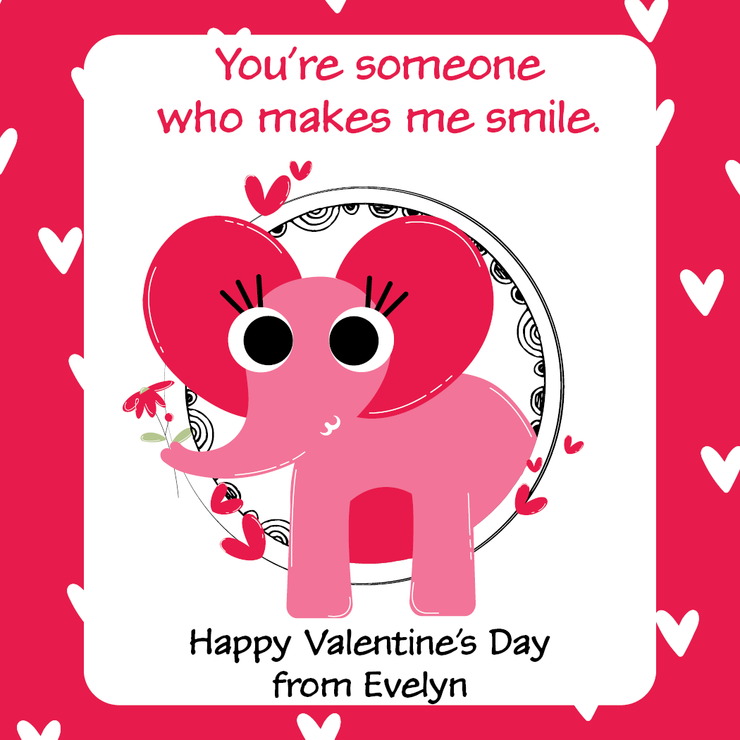 Elephant Valentine with Stickers- Stella's Stickers