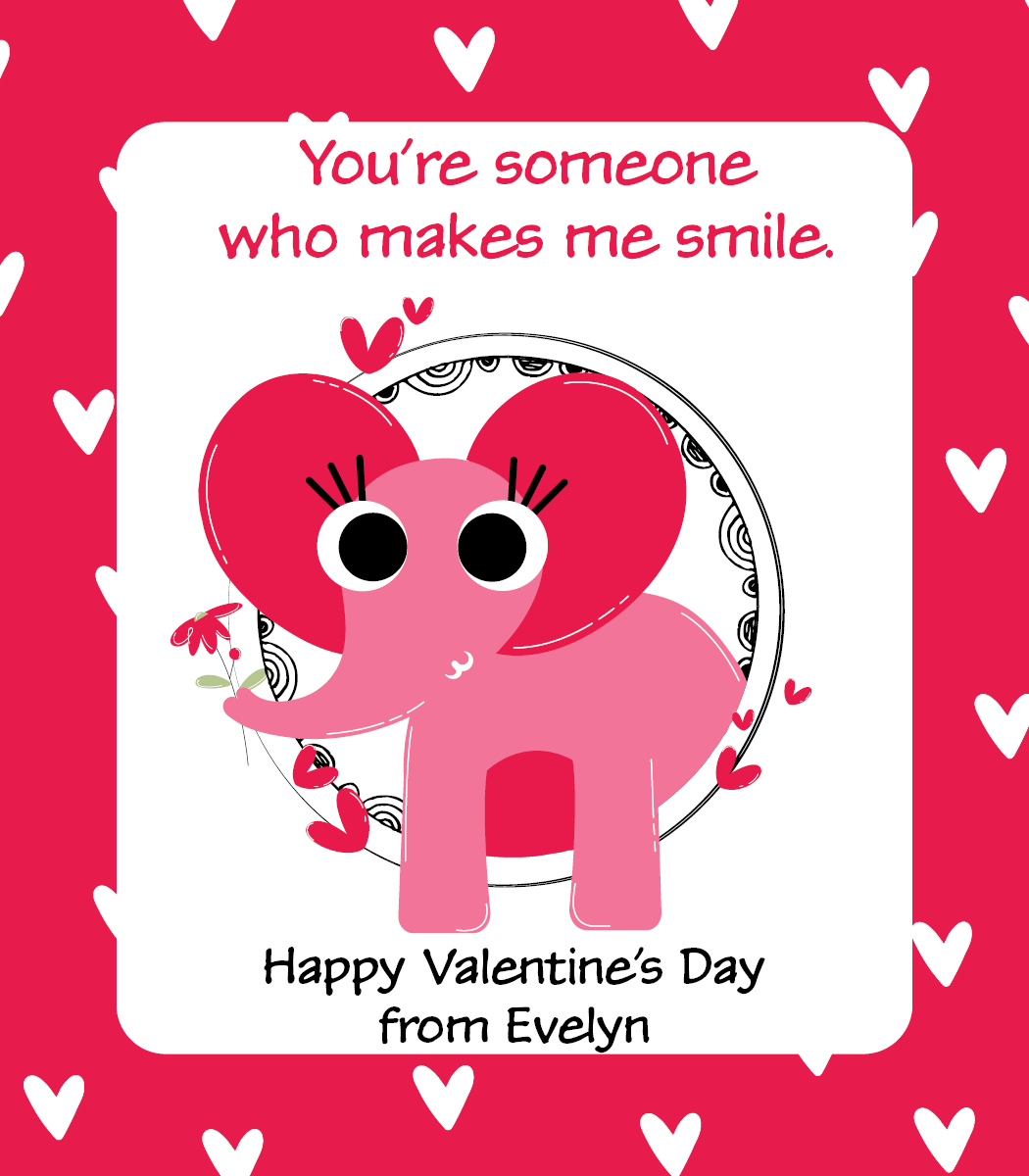 Elephant Valentine with Stickers- Stella's Stickers