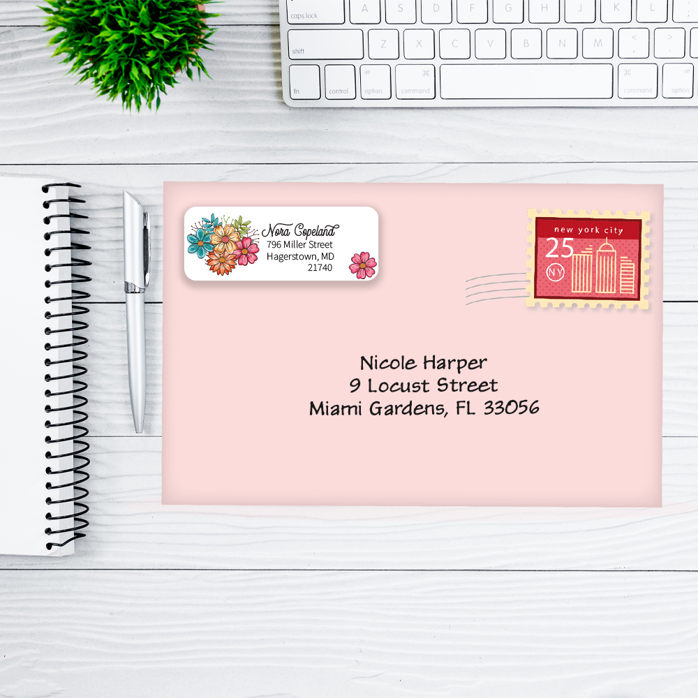 Colorful Flowers Return Address Labels
