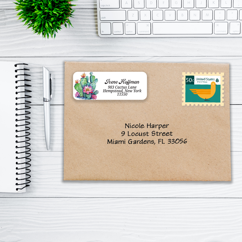 Cactus Flower Return Address Labels