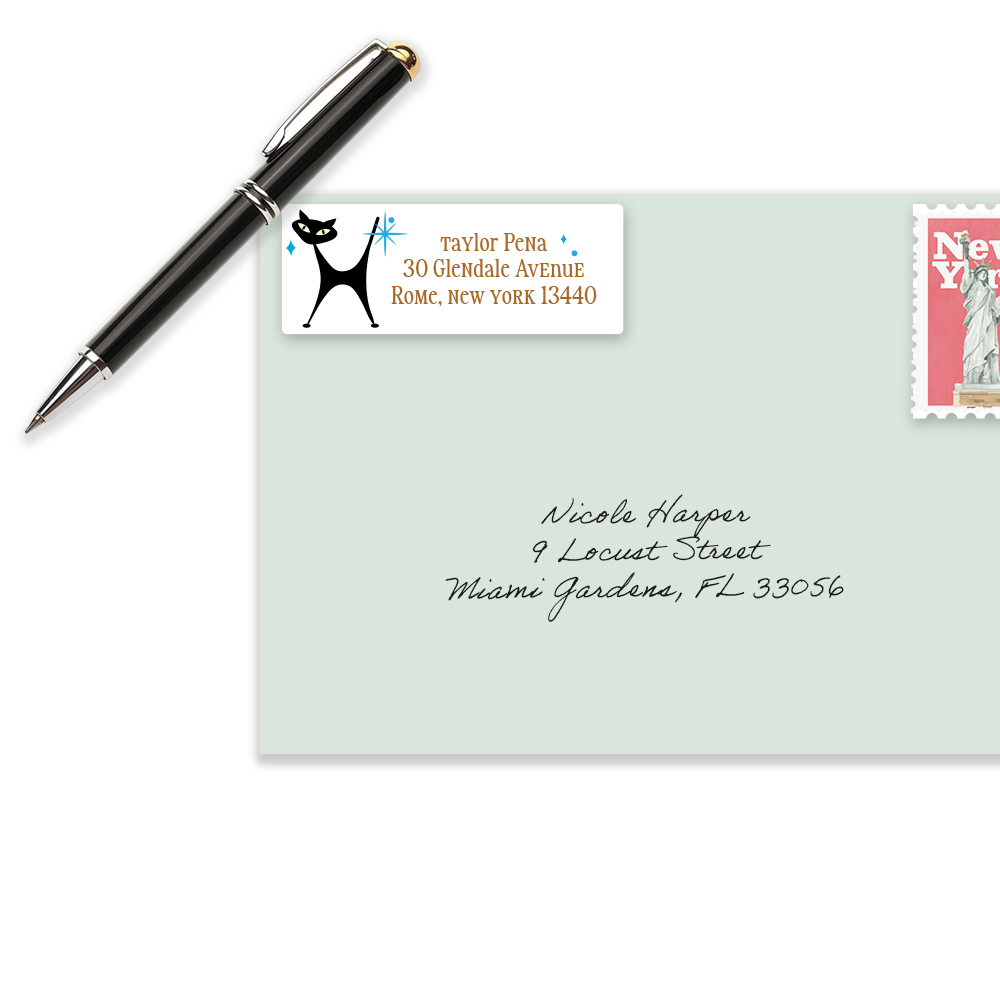 Funky Cat Return Address Labels