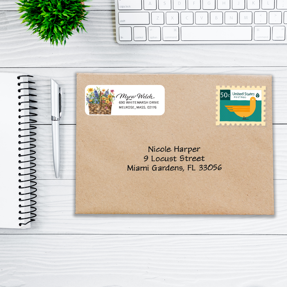 Flower Basket Return Address Labels