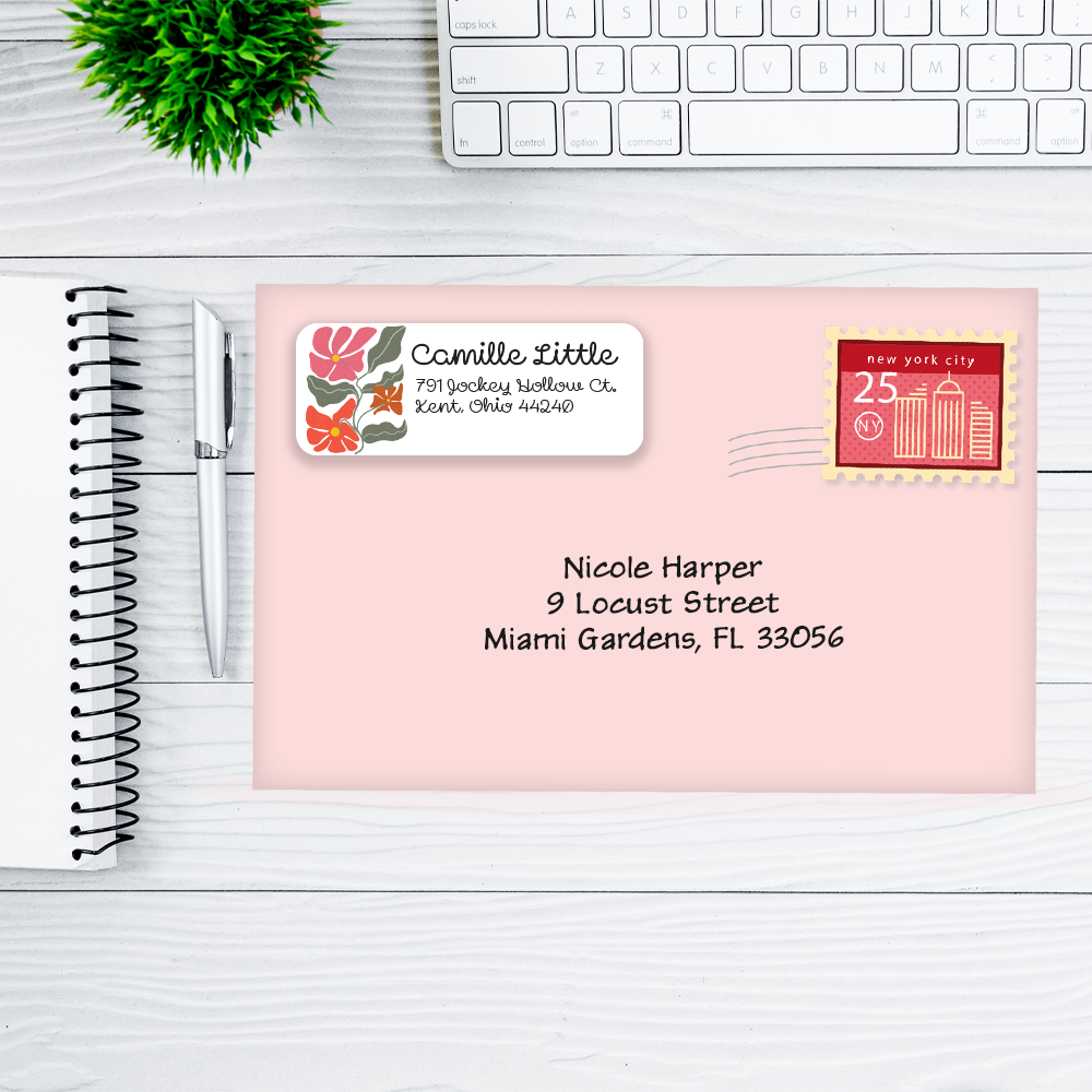 Modern Flower Design Return Address Labels