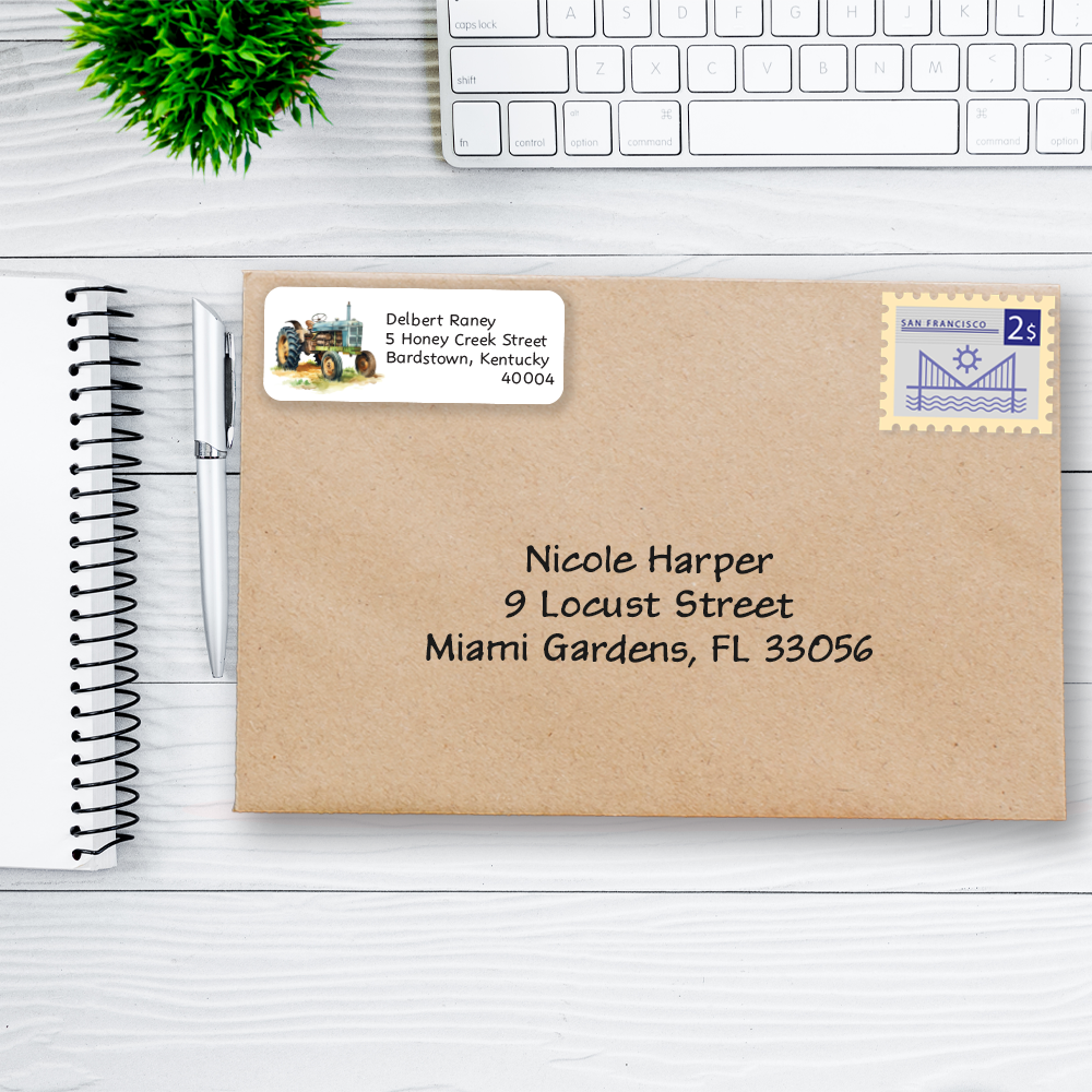 Farm Tractor Return Address Labels