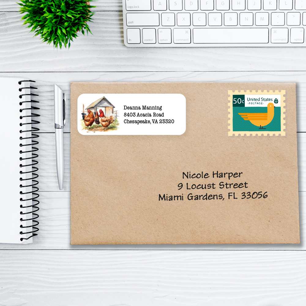 Farmyard Chickens Country Return Address Labels