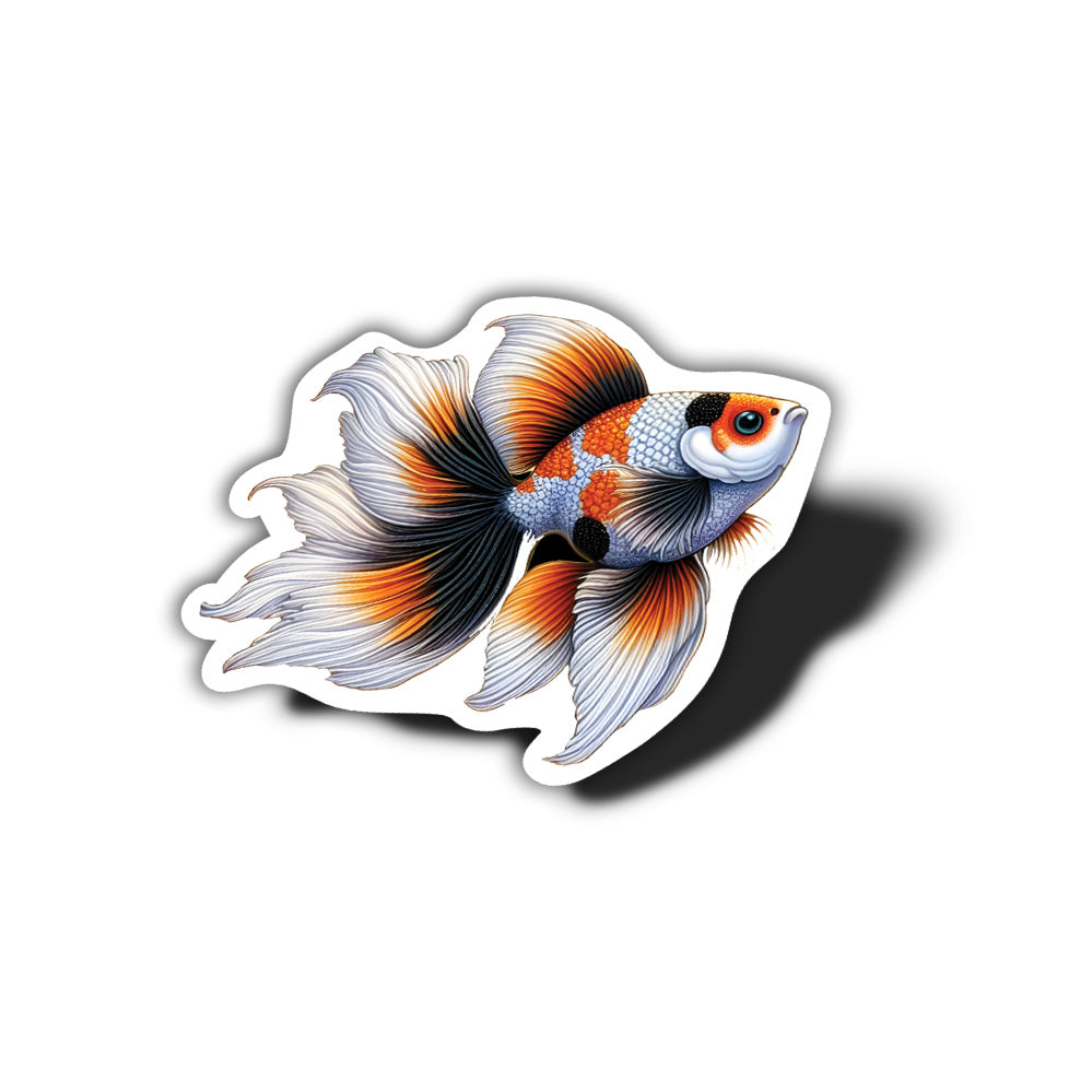 fancy koi goldfish sticker with orange, white and black