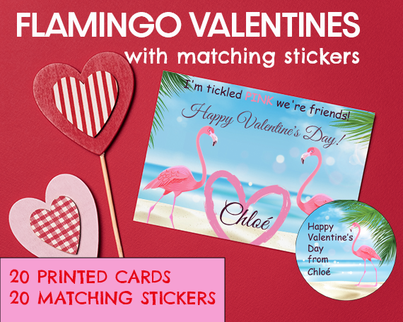 Stella's Special Flamingo Valentine with Matching Stickers