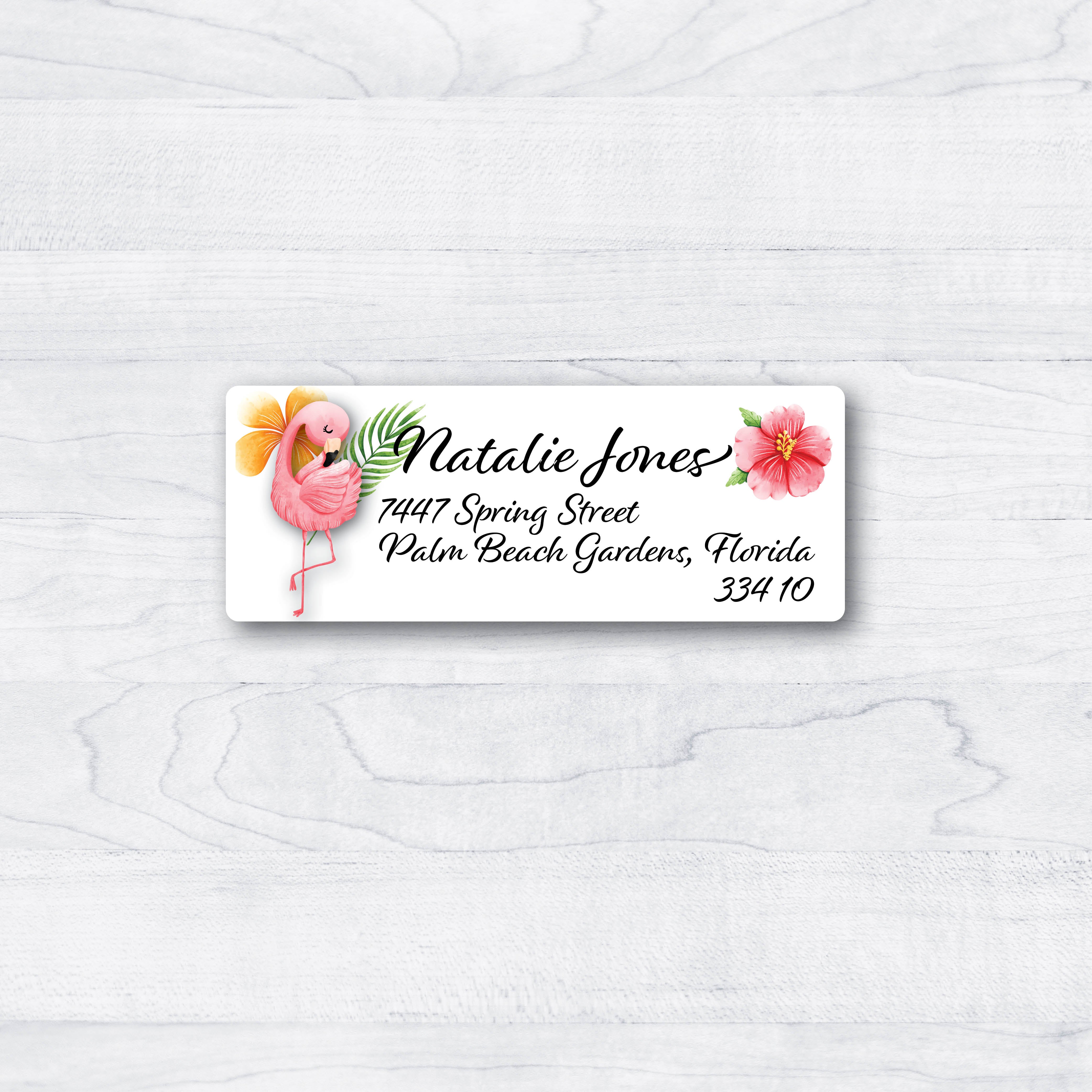 Flamingo & Flowers Return Address Label