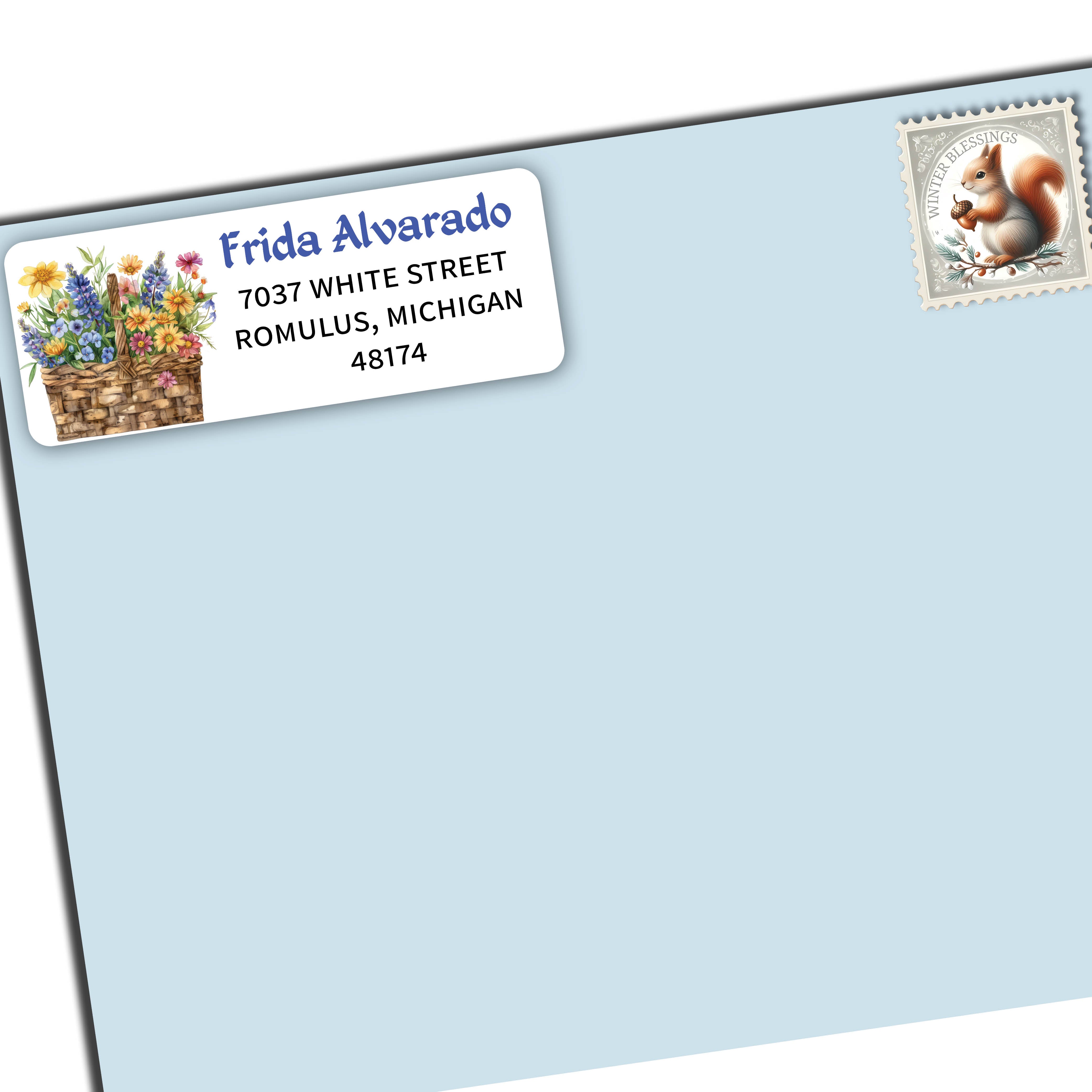 Flower Basket Return Address Labels