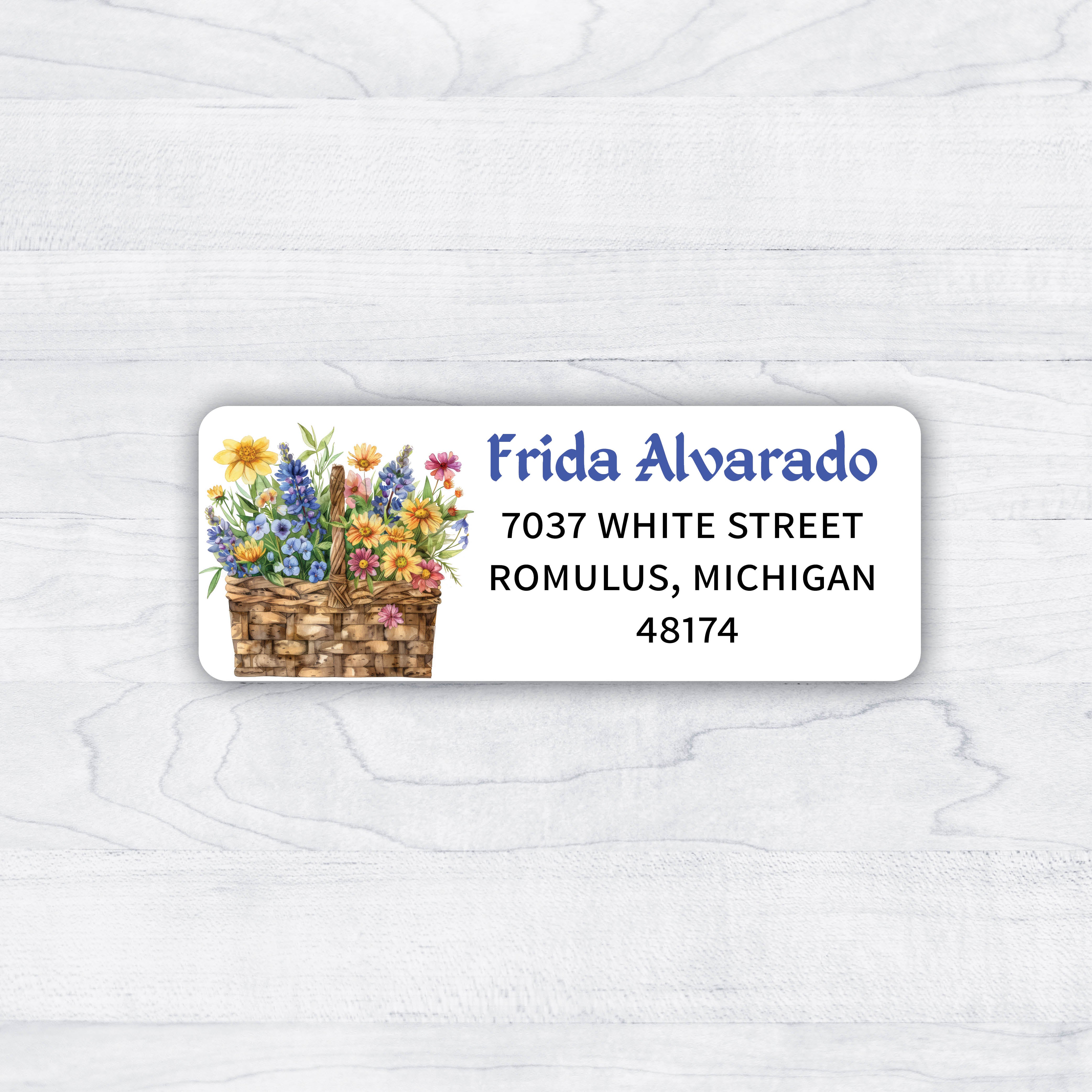Flower Basket Return Address Labels