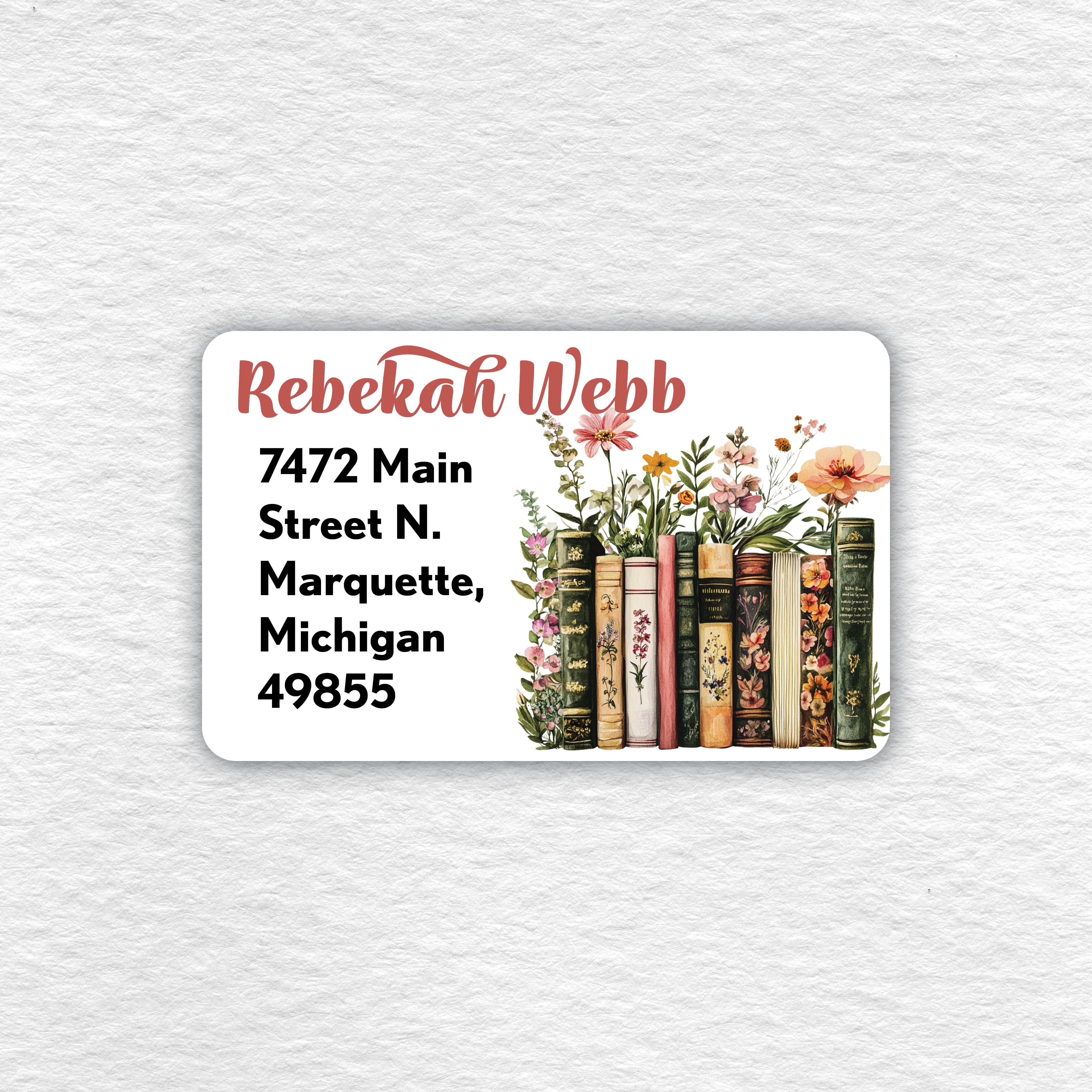 Flowers and Books Return Address Labels