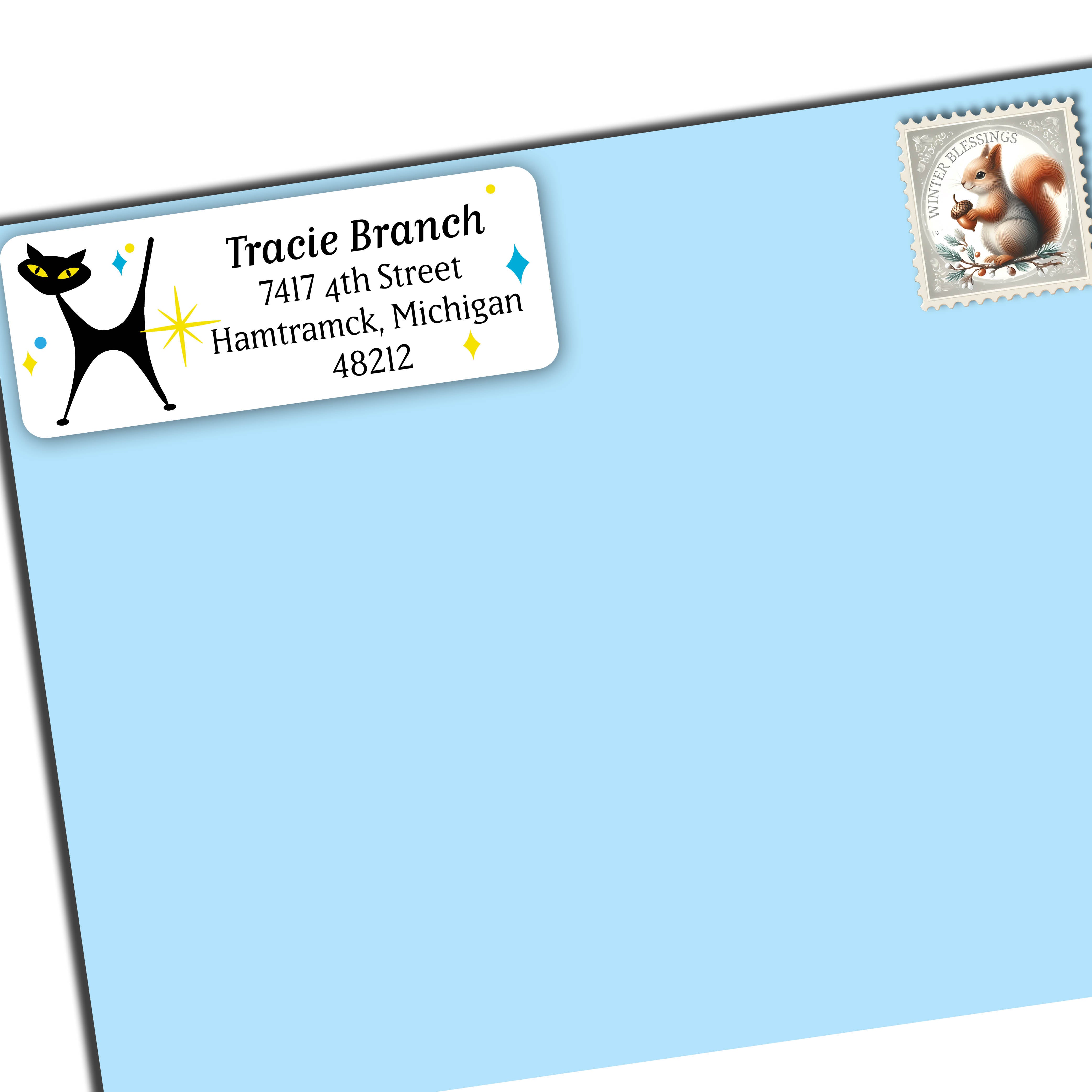 Funky Cat Return Address Labels