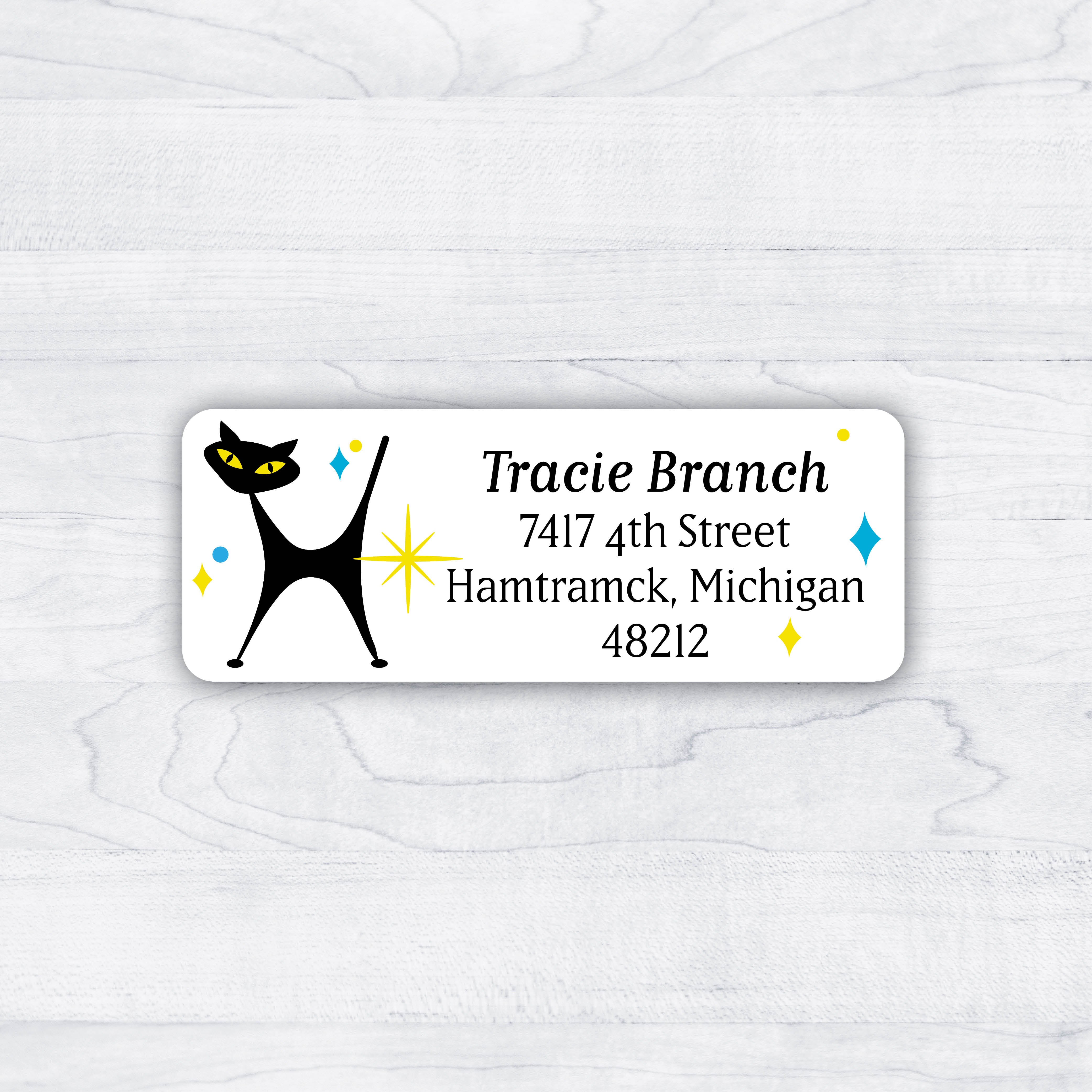 Funky Cat Return Address Labels