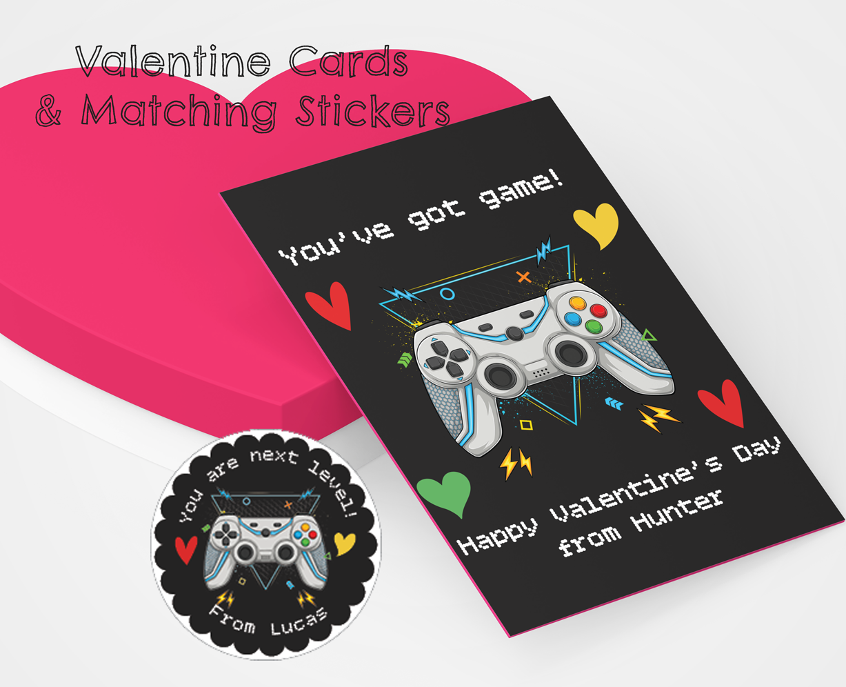 Gamer Valentine with Stickers