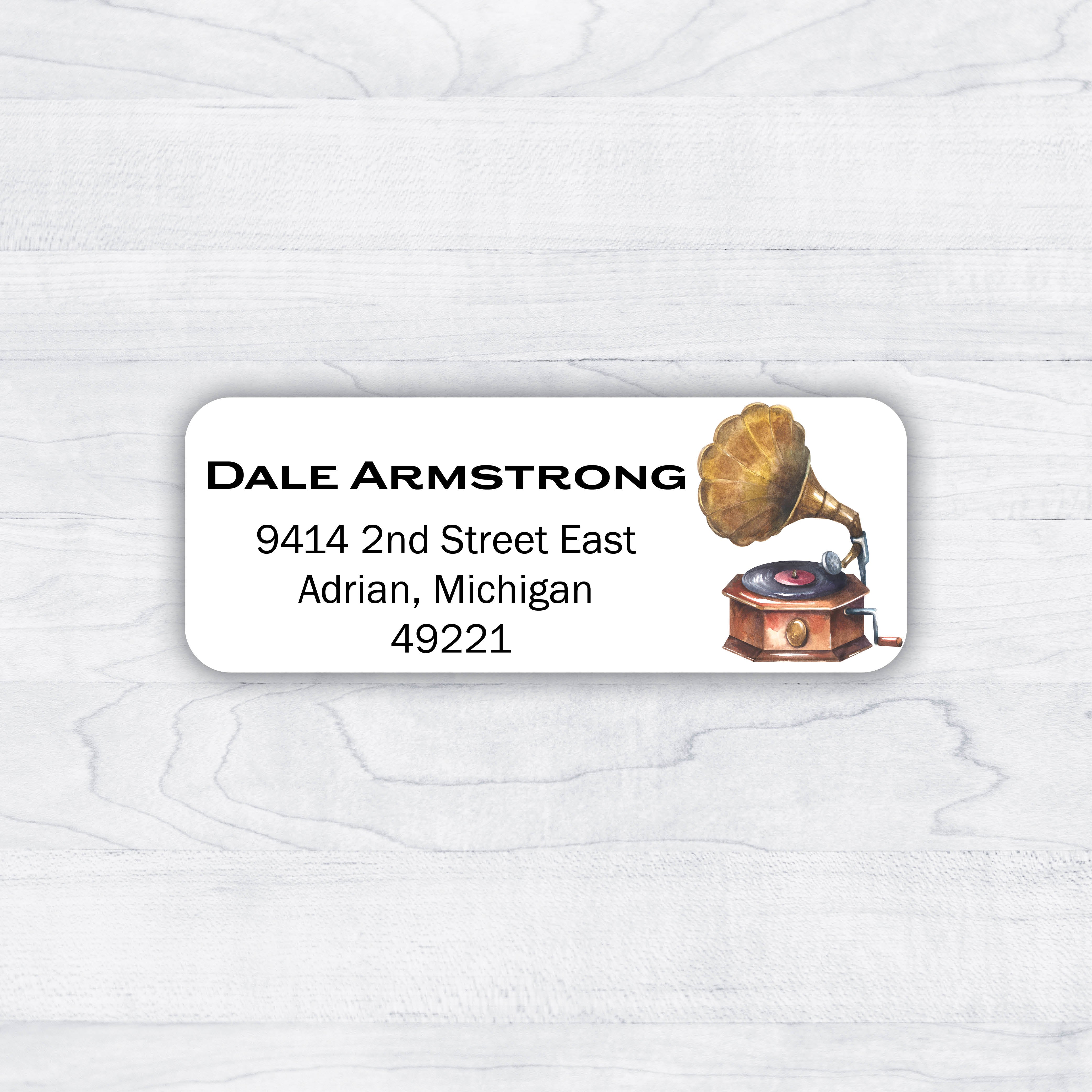 gramophone phonograph record player victrola return address labels